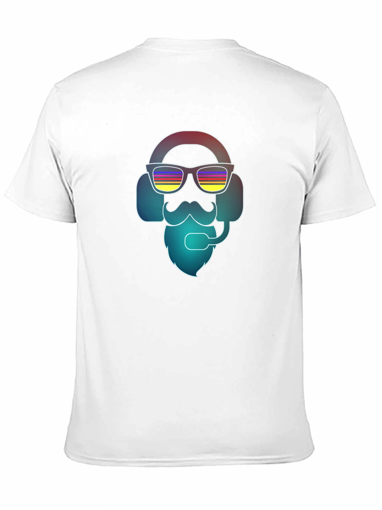 Black Cool Retro Gamer T-Shirt - Bearded Headphone Design view 11