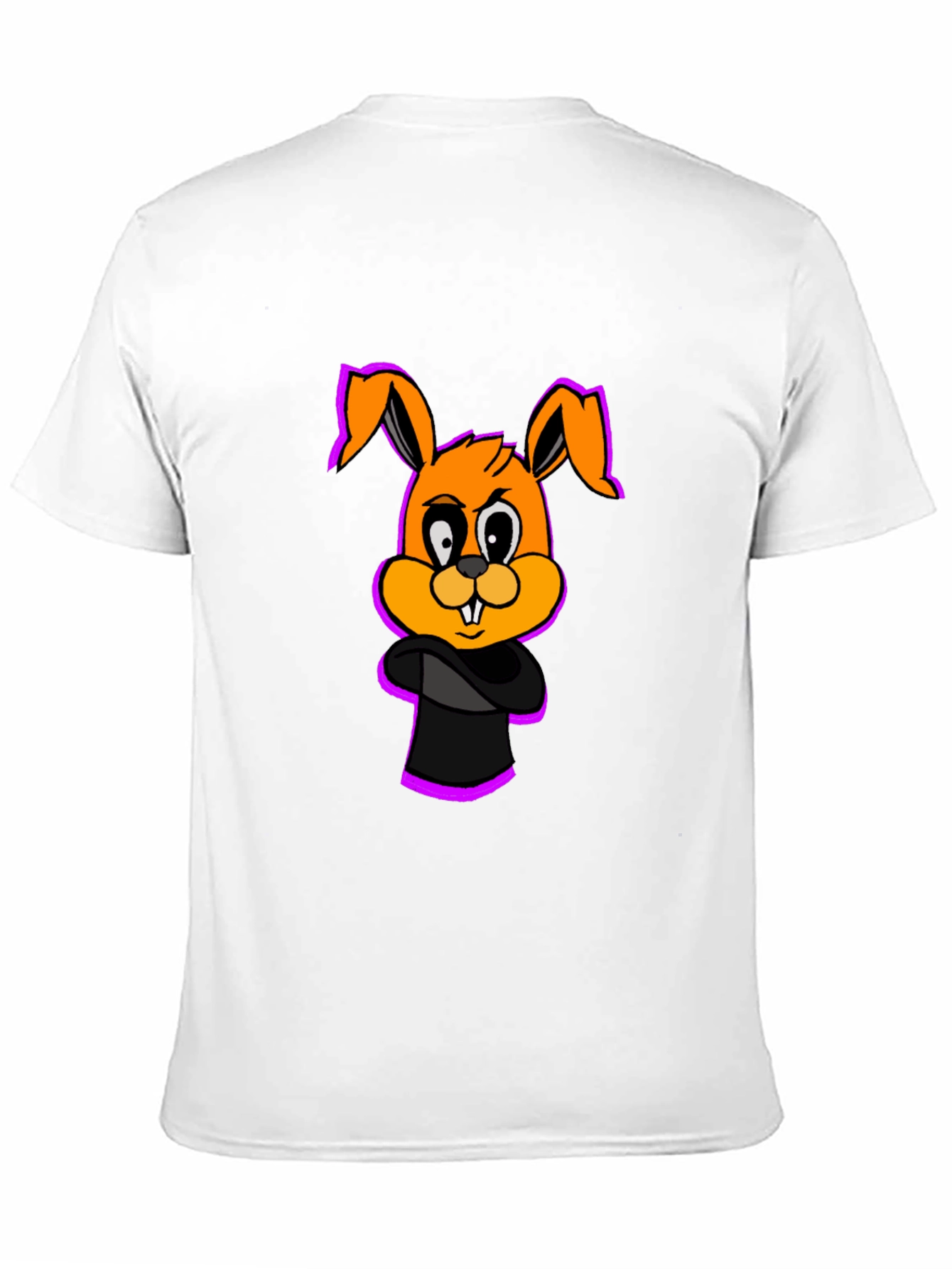 Black Cartoon Bunny Graphic Black T-Shirt view 11