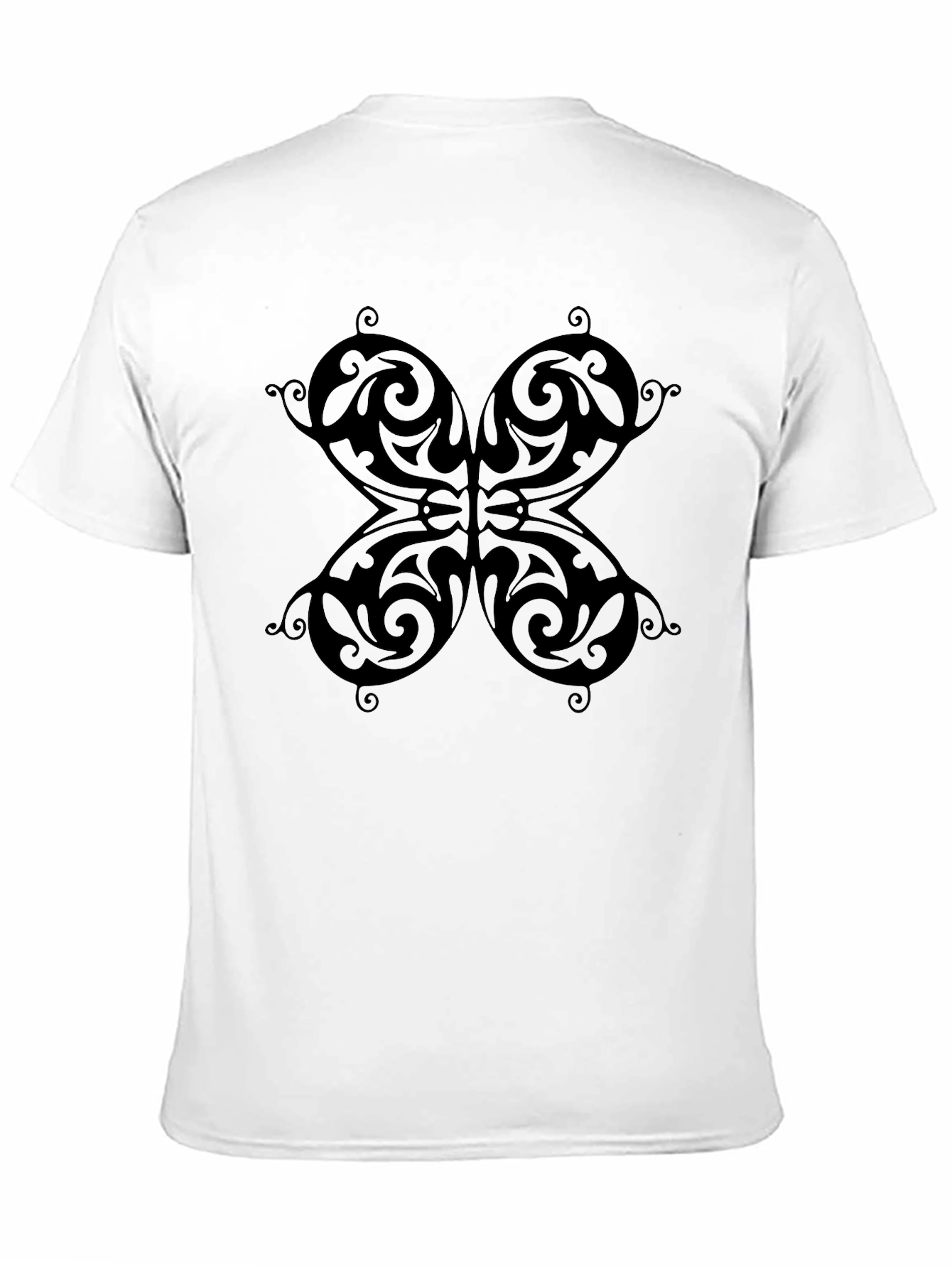 Black Butterfly Patterned Black T-Shirt view 11