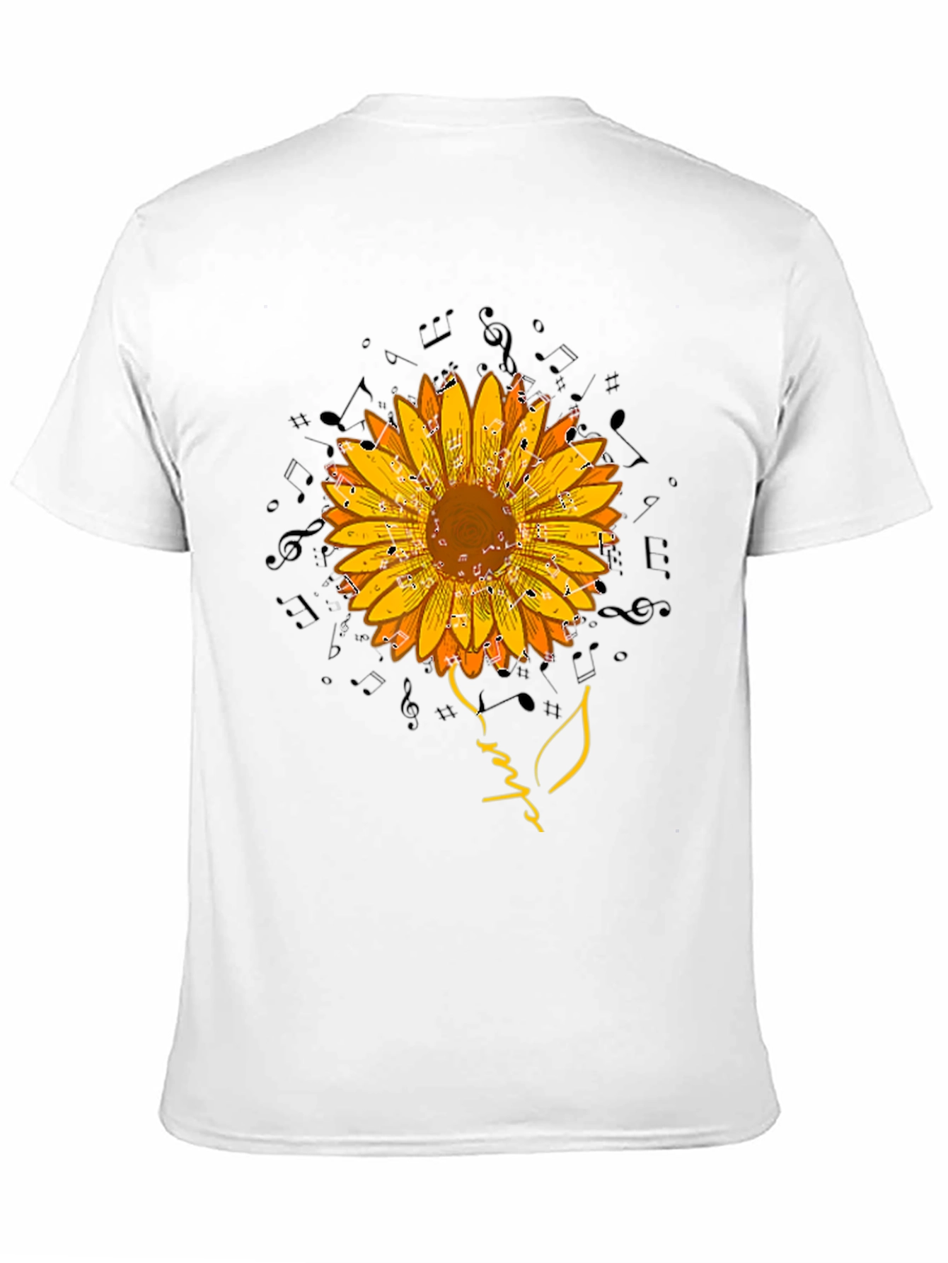 Black Sunflower Music Note Graphic Tee view 11