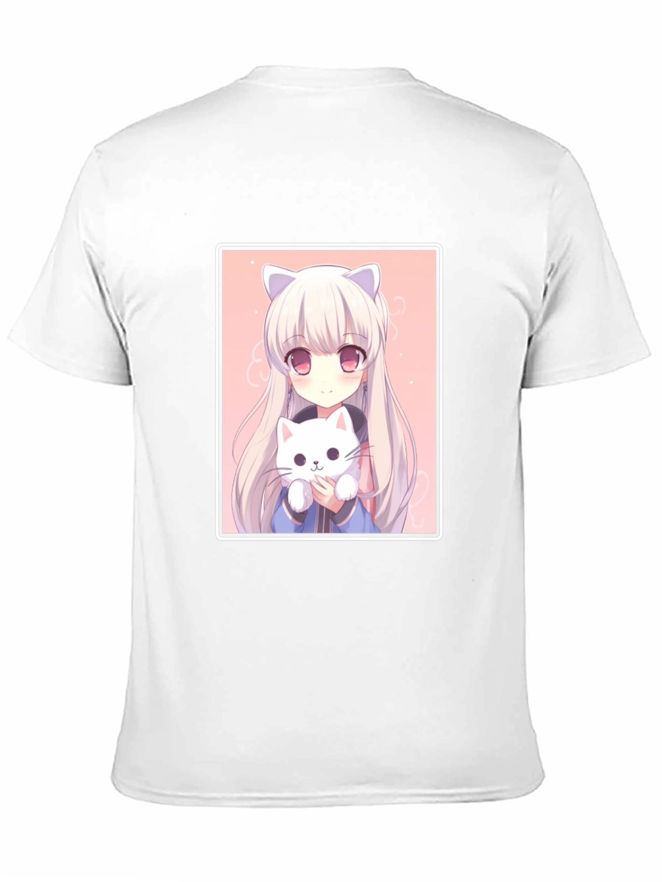 Black Anime Cat Girl T-Shirt - Soft Cotton Blend view 11