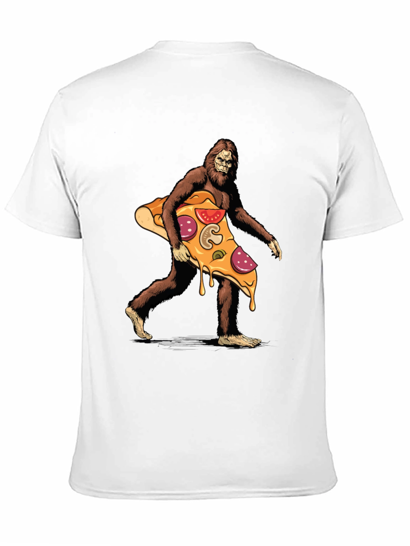 Black Bigfoot Pizza T-Shirt - Funny Graphic Tee view 11