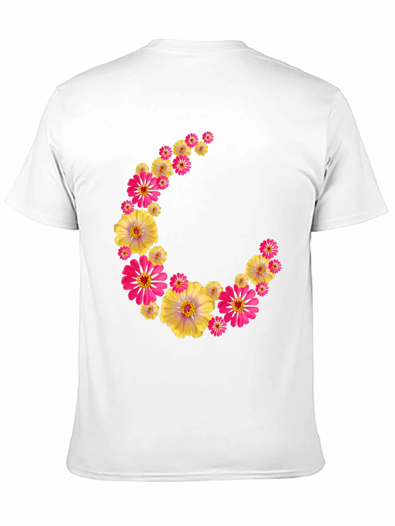 Black Floral Crescent Moon Black T-Shirt view 11