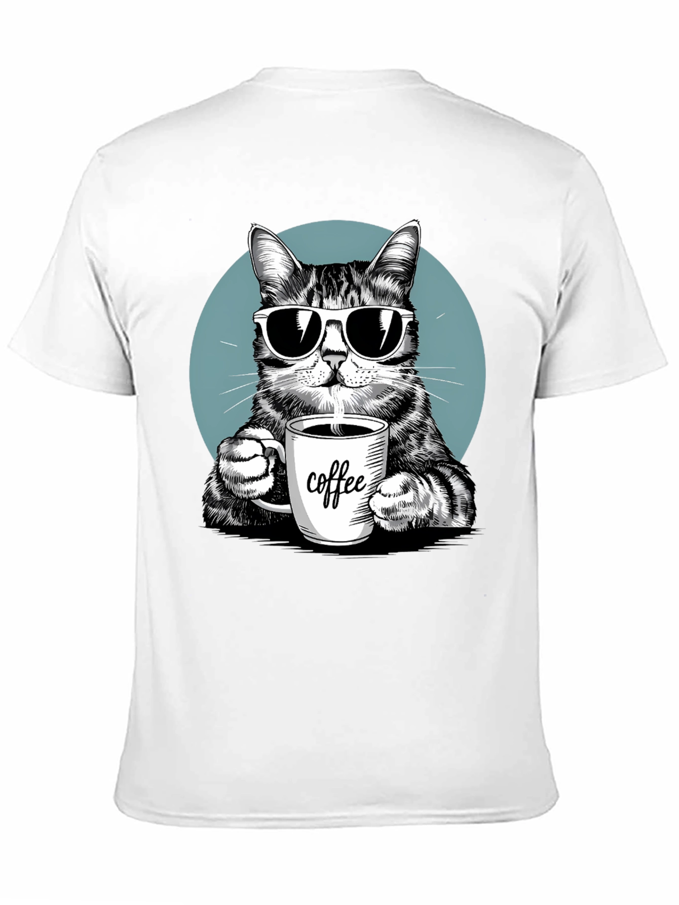 Black Cool Cat Coffee Lover Graphic T-Shirt view 11