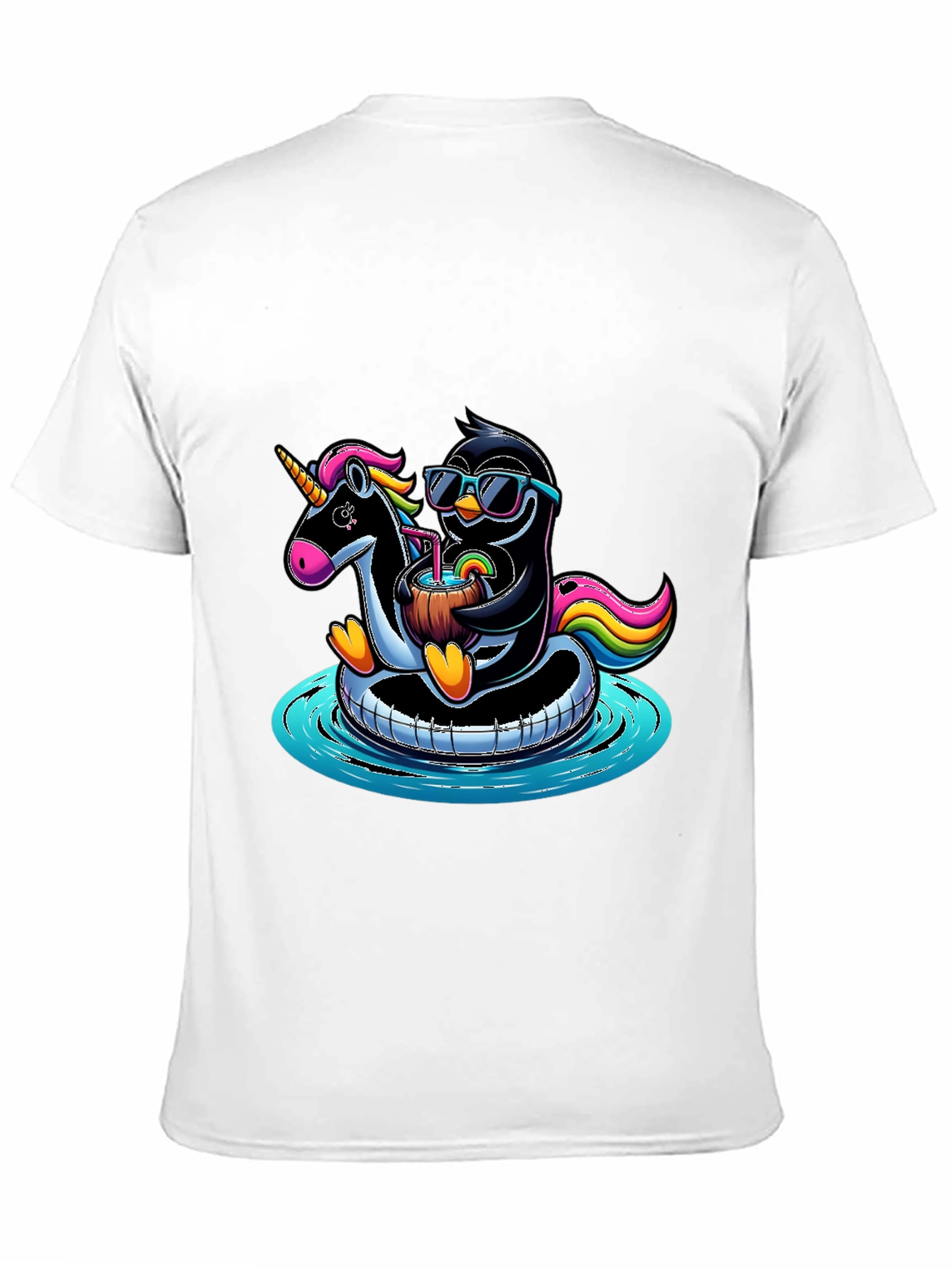 Black Penguin & Unicorn Pool Party Graphic Tee view 11