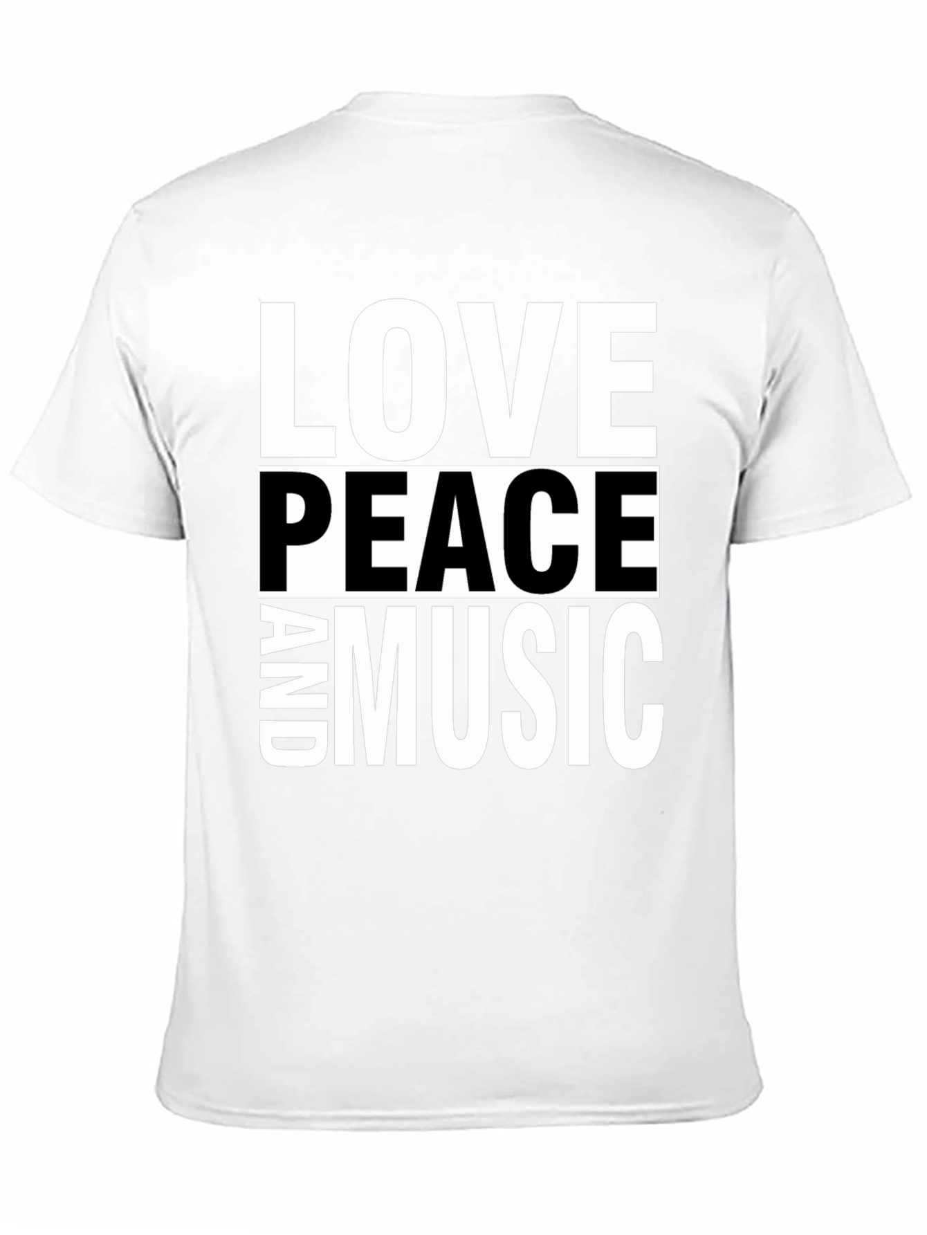 Black Love Peace and Music Black Graphic T-Shirt view 11