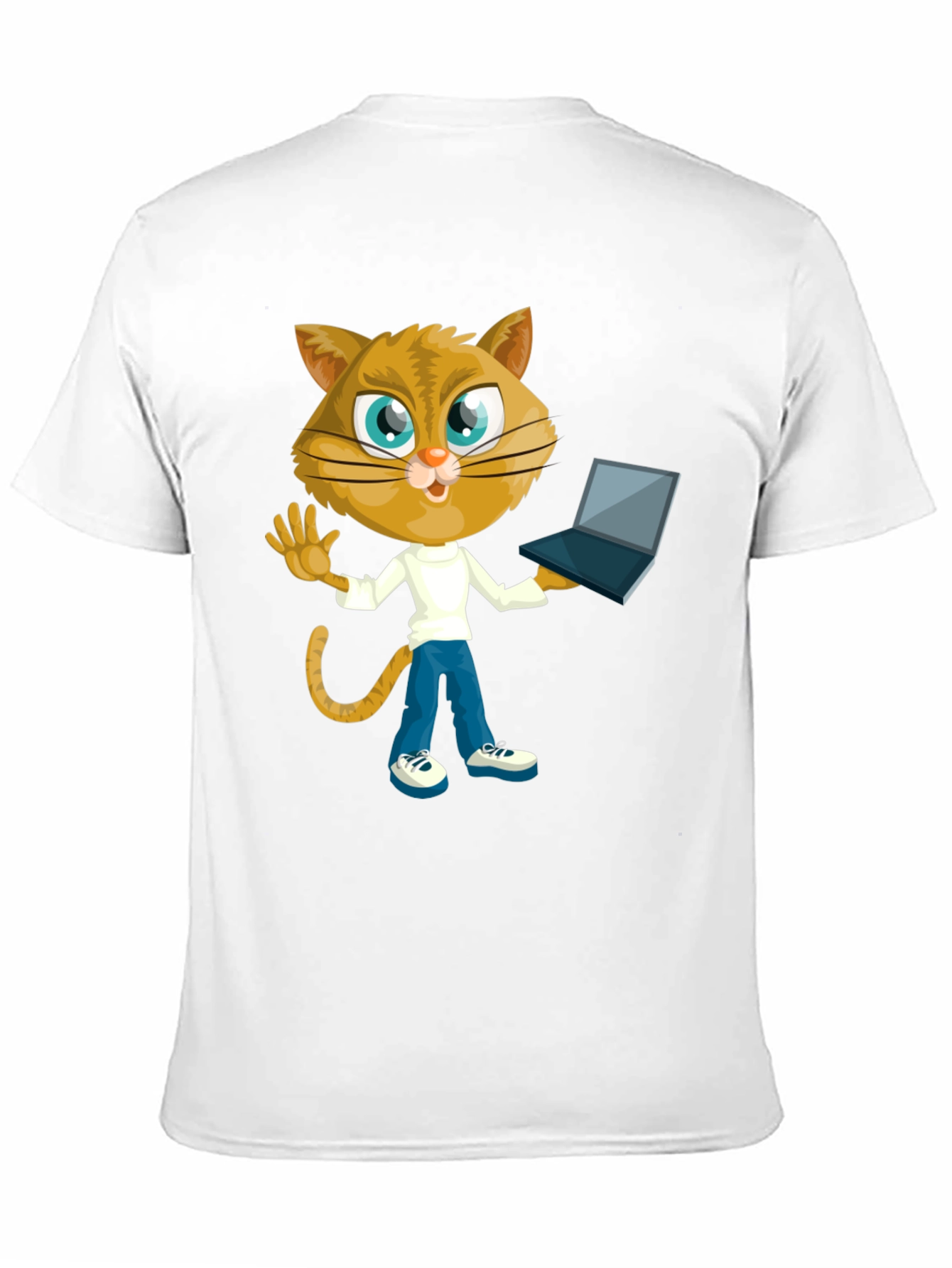 Black Cat Laptop T-Shirt: Funny Graphic Tee for Cat Lovers view 11