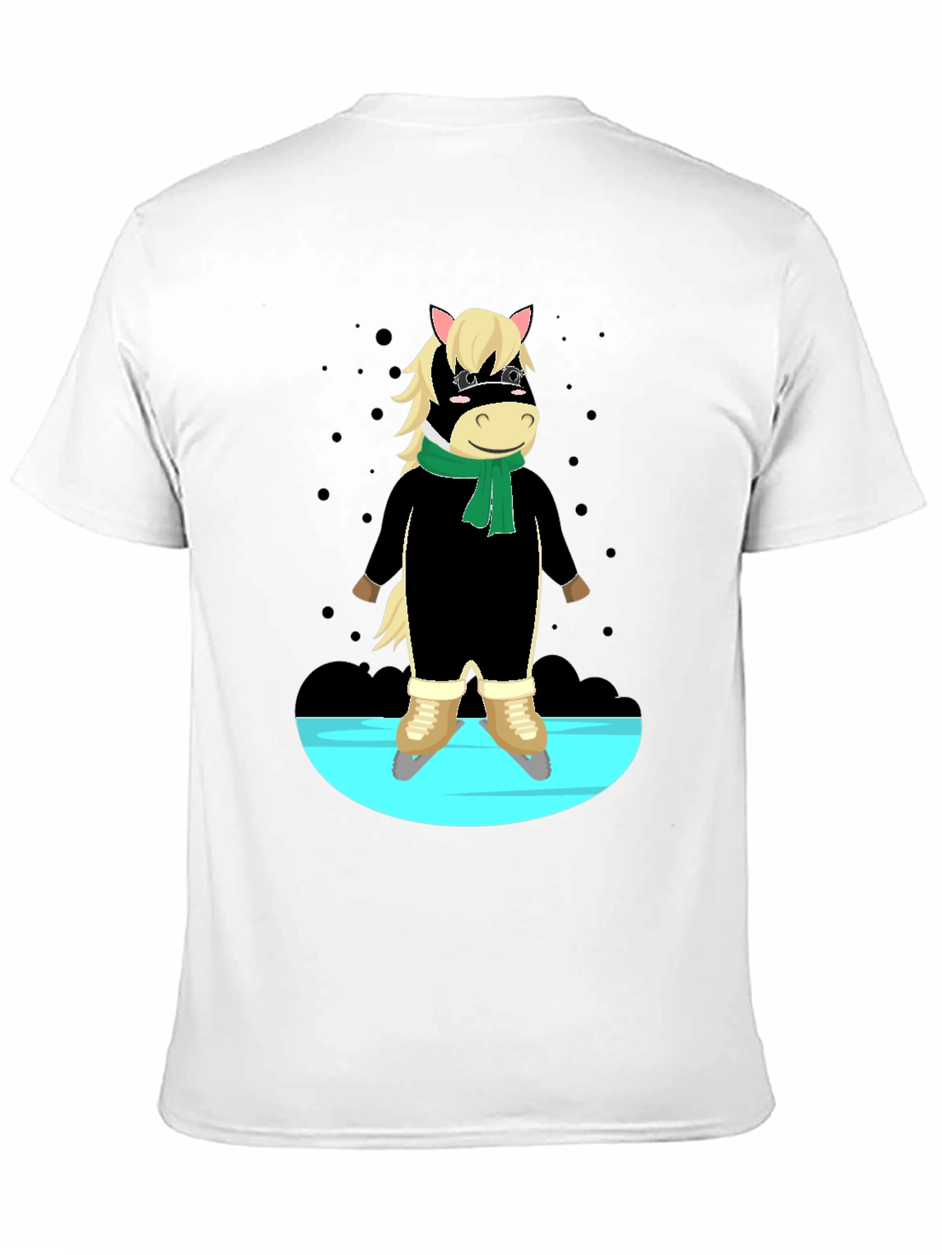 Black Skating Horse Graphic Tee - Quirky Cartoon Shirt view 11
