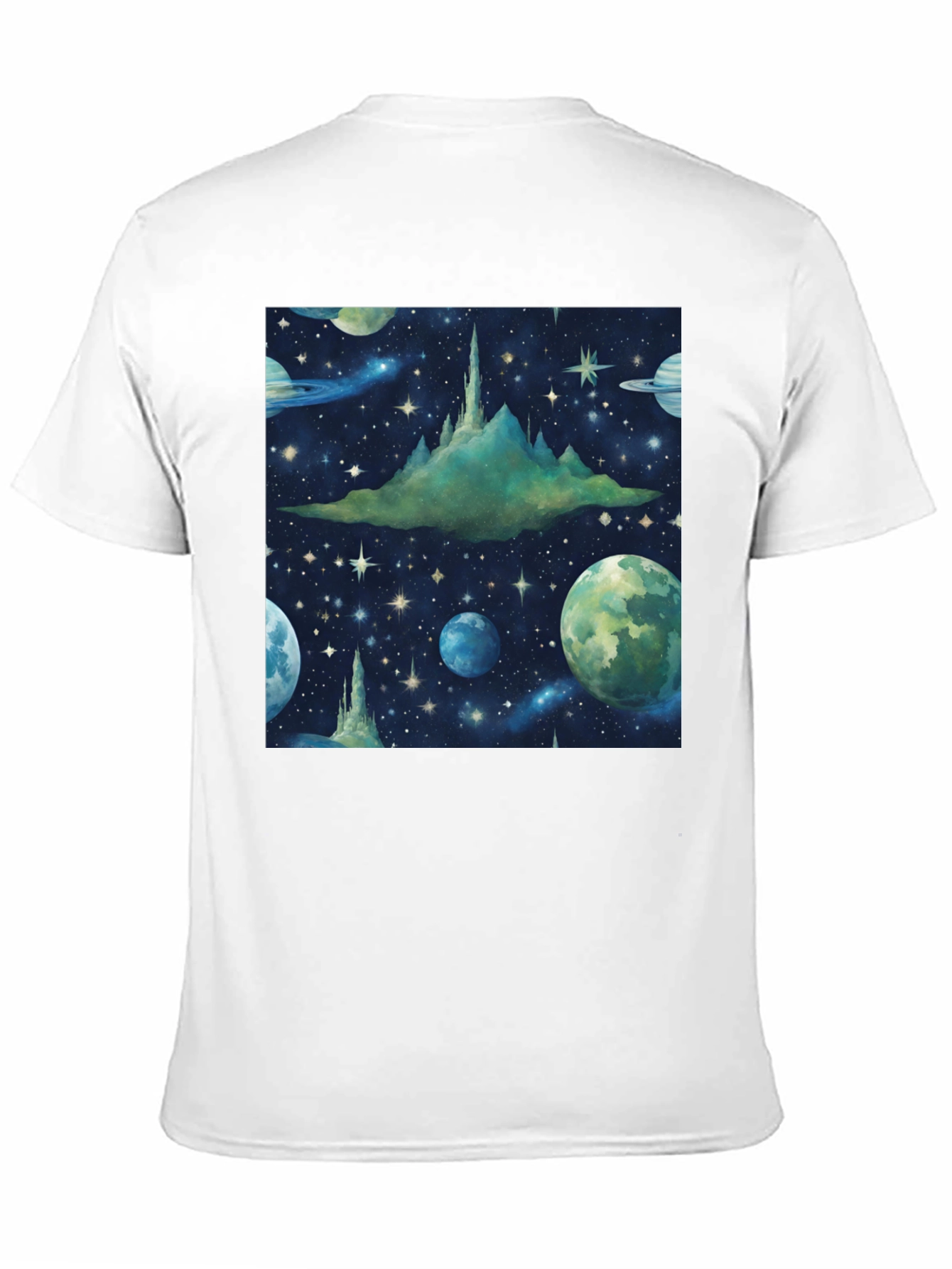 Black Space Castle T-Shirt - Galaxy Print view 11
