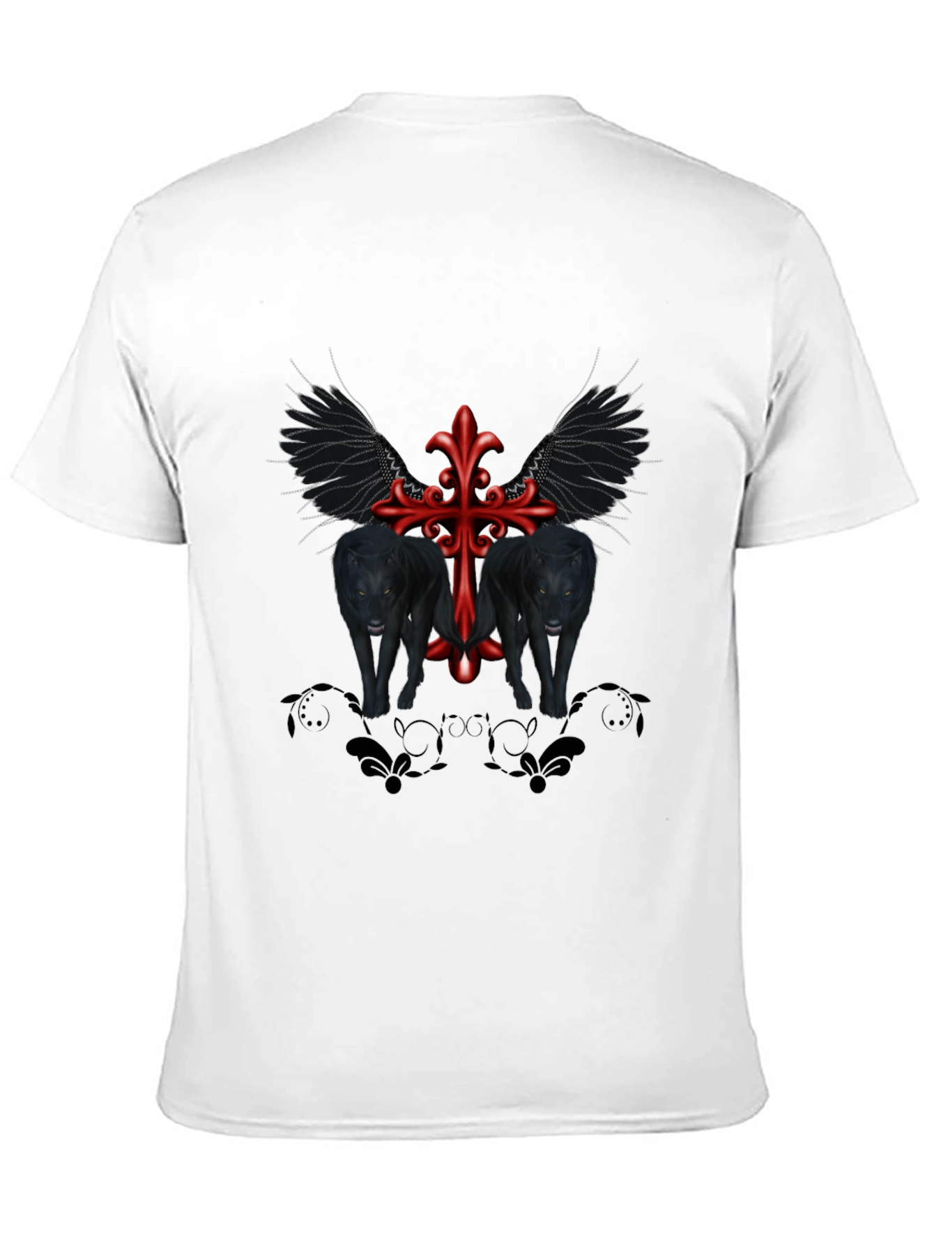 Black Gothic Wolves Cross Tee view 11