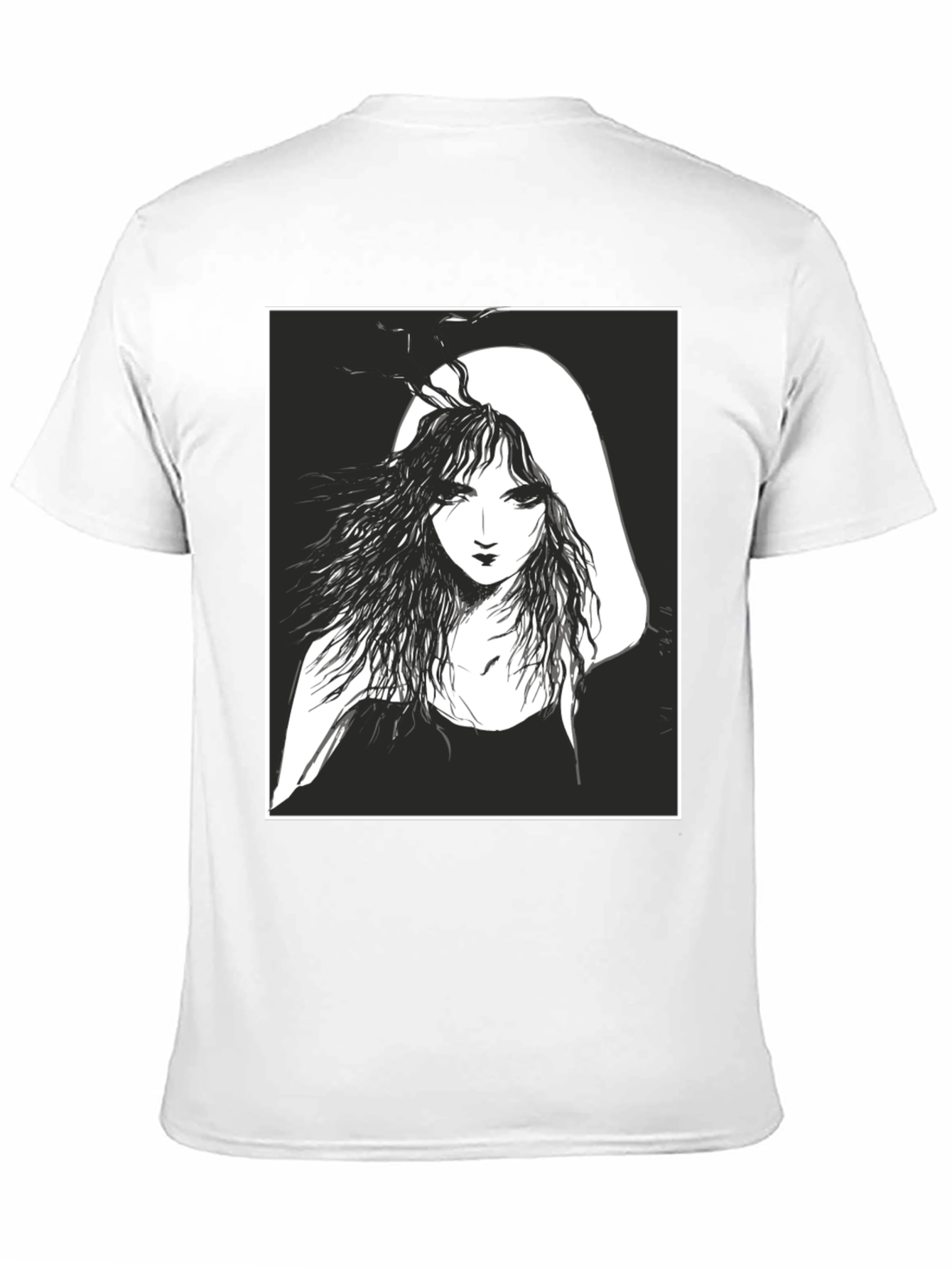 Black Ethereal Woman Graphic Tee - Black Cotton T-Shirt view 11