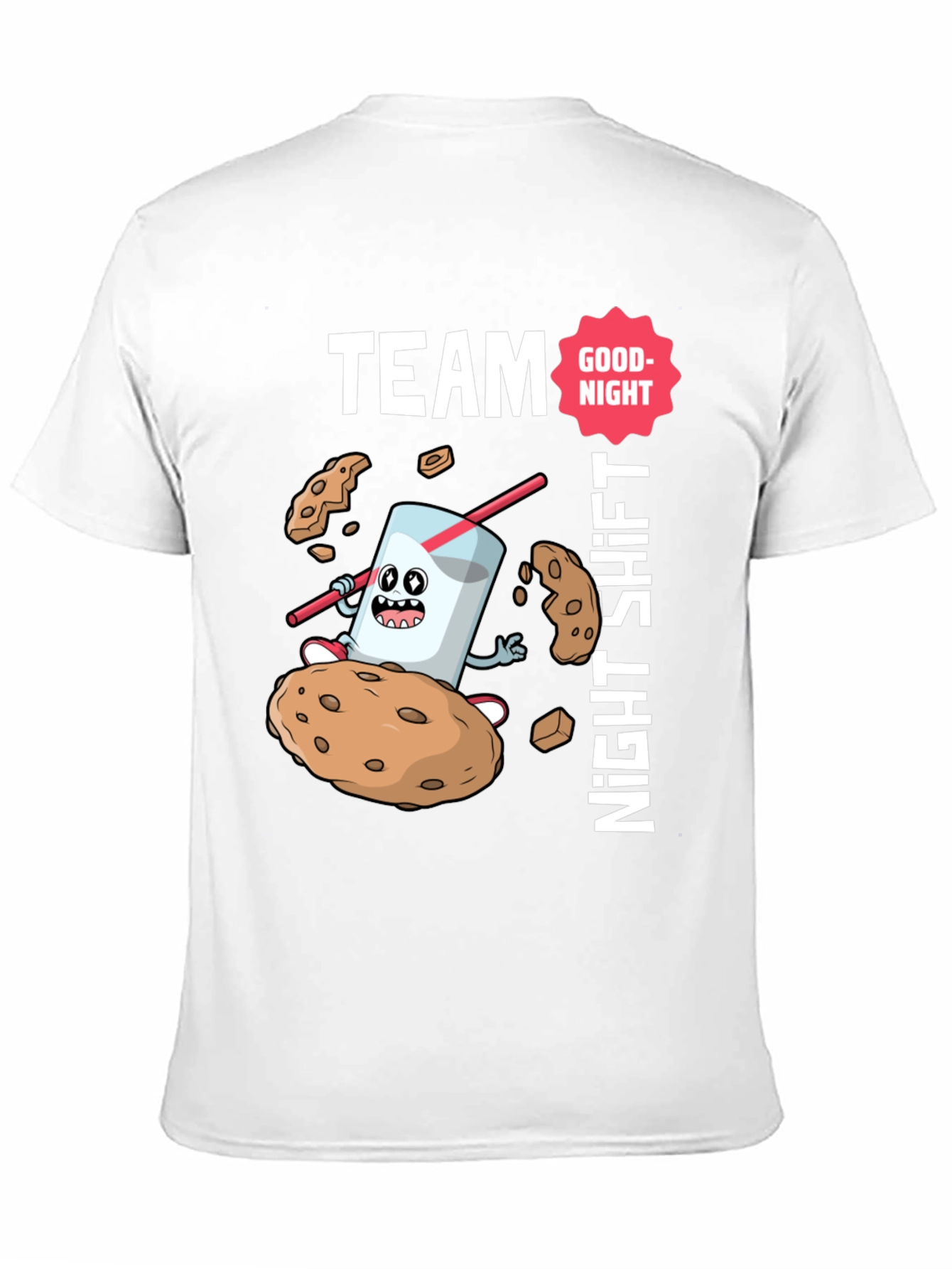 Black Team Night Shift Cookie & Milk T-Shirt view 11