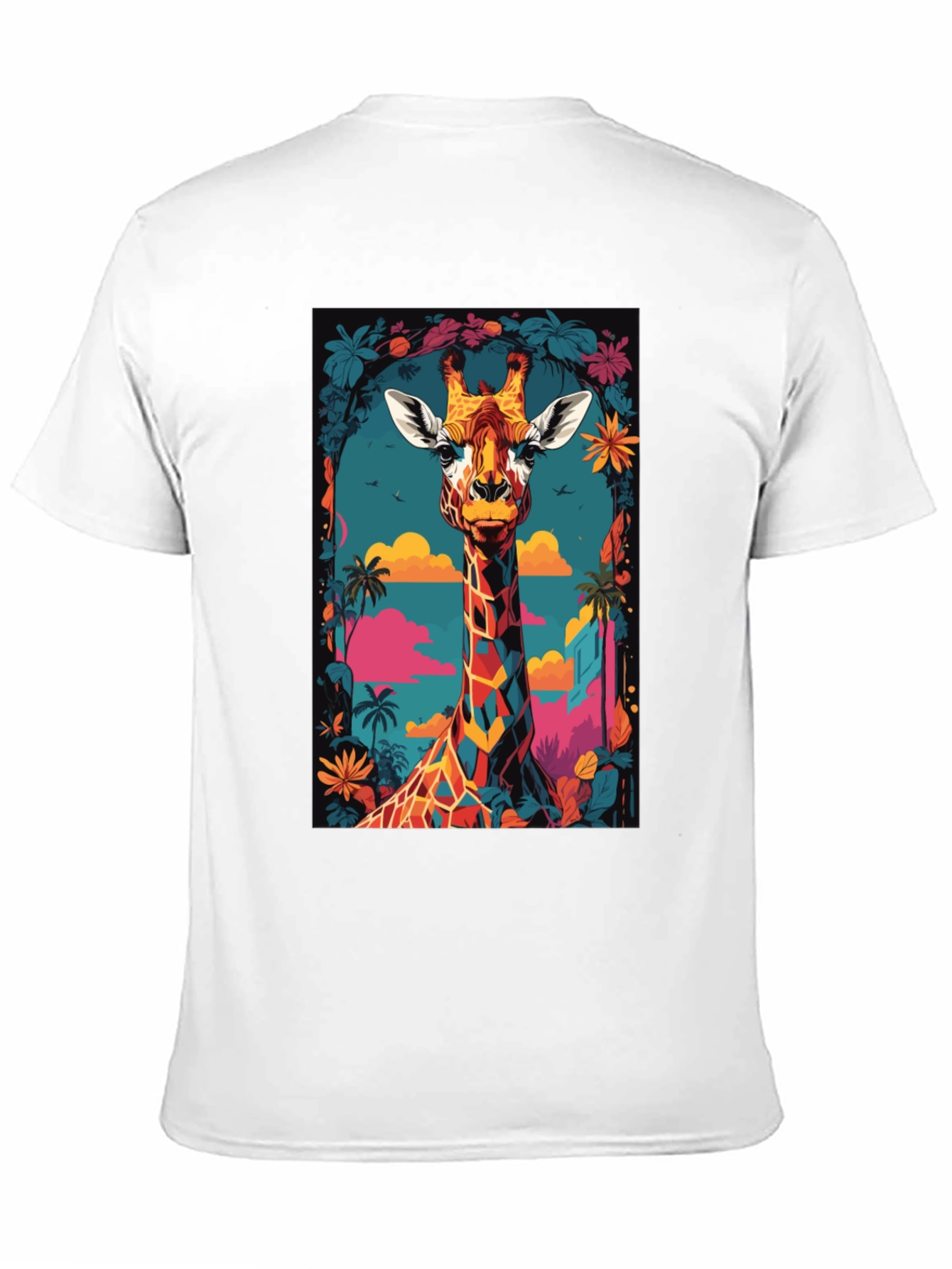 Black Cool Giraffe Graphic Print Black T-Shirt view 11