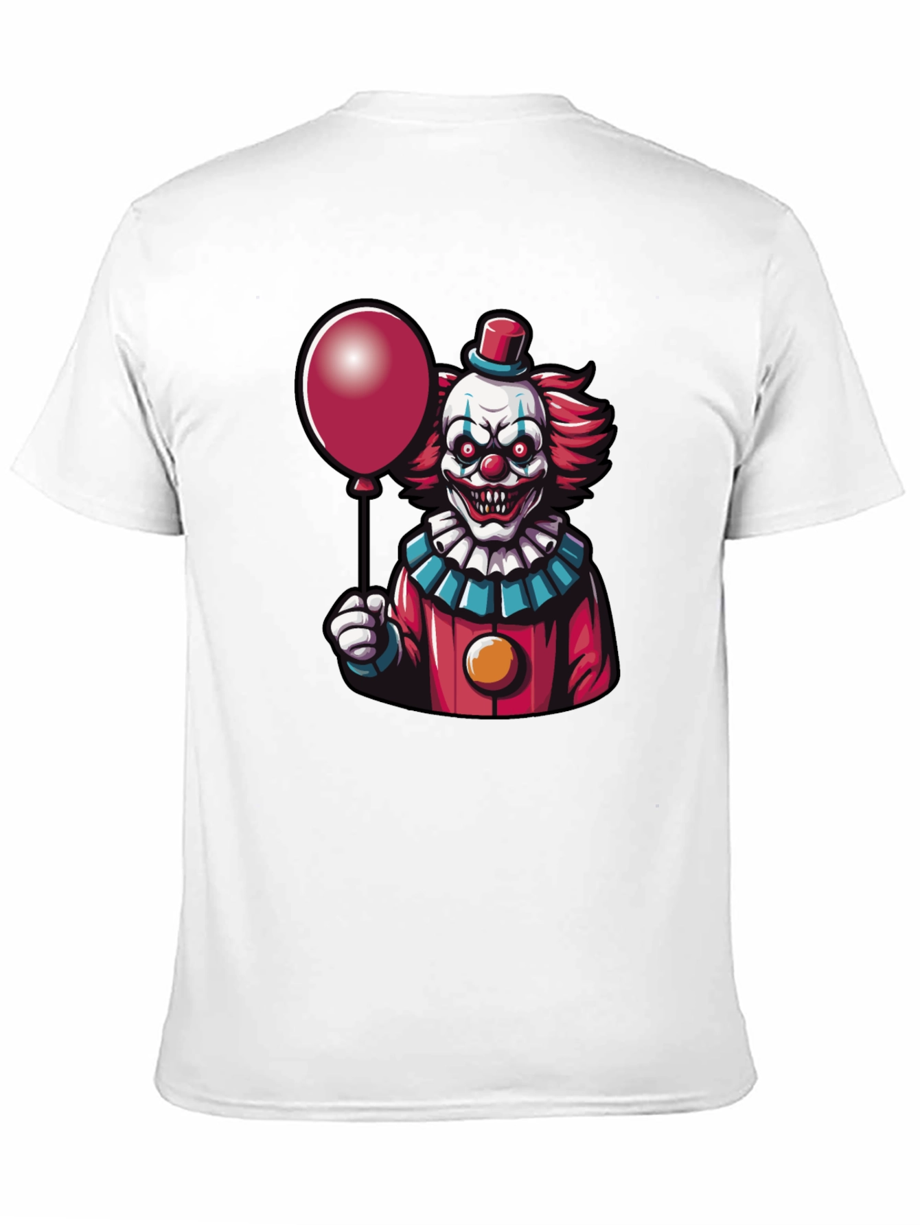 Black Creepy Clown Graphic Tee - Horror Balloon T-Shirt view 11