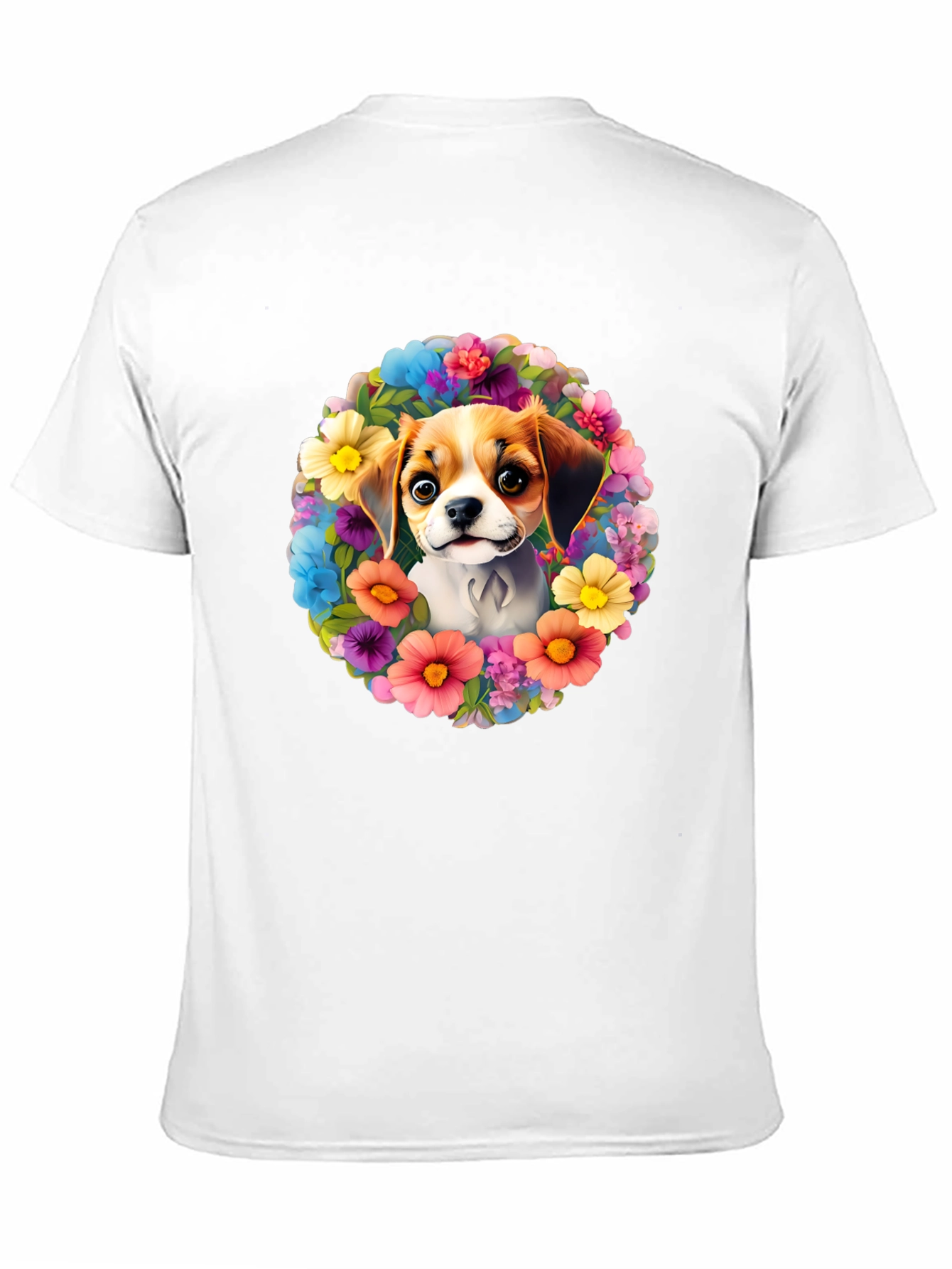 Black Dog Surrounded By Flowers T-shirt view 11