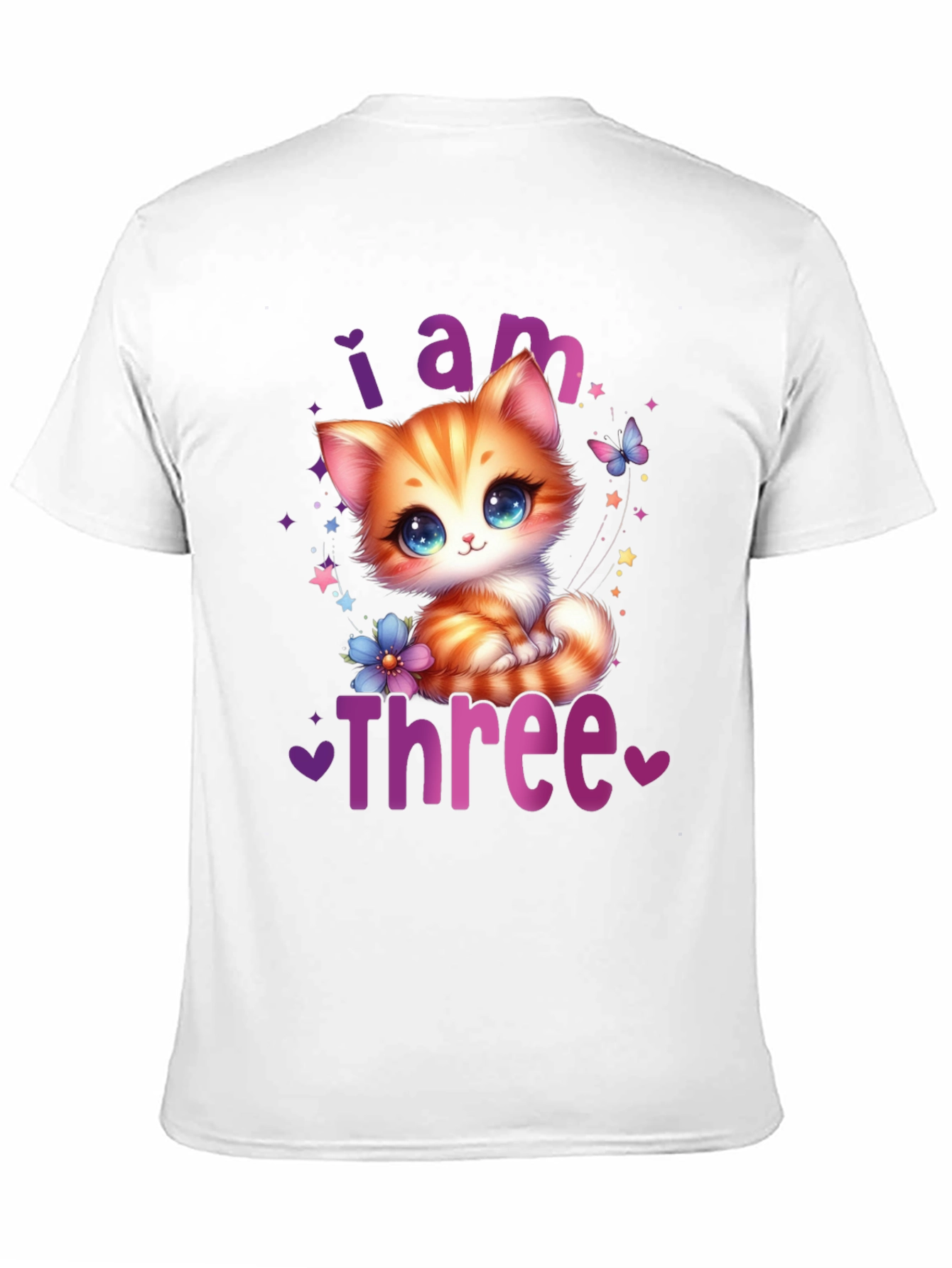 Black Cute "I am Three" Birthday Kitten T-Shirt view 11