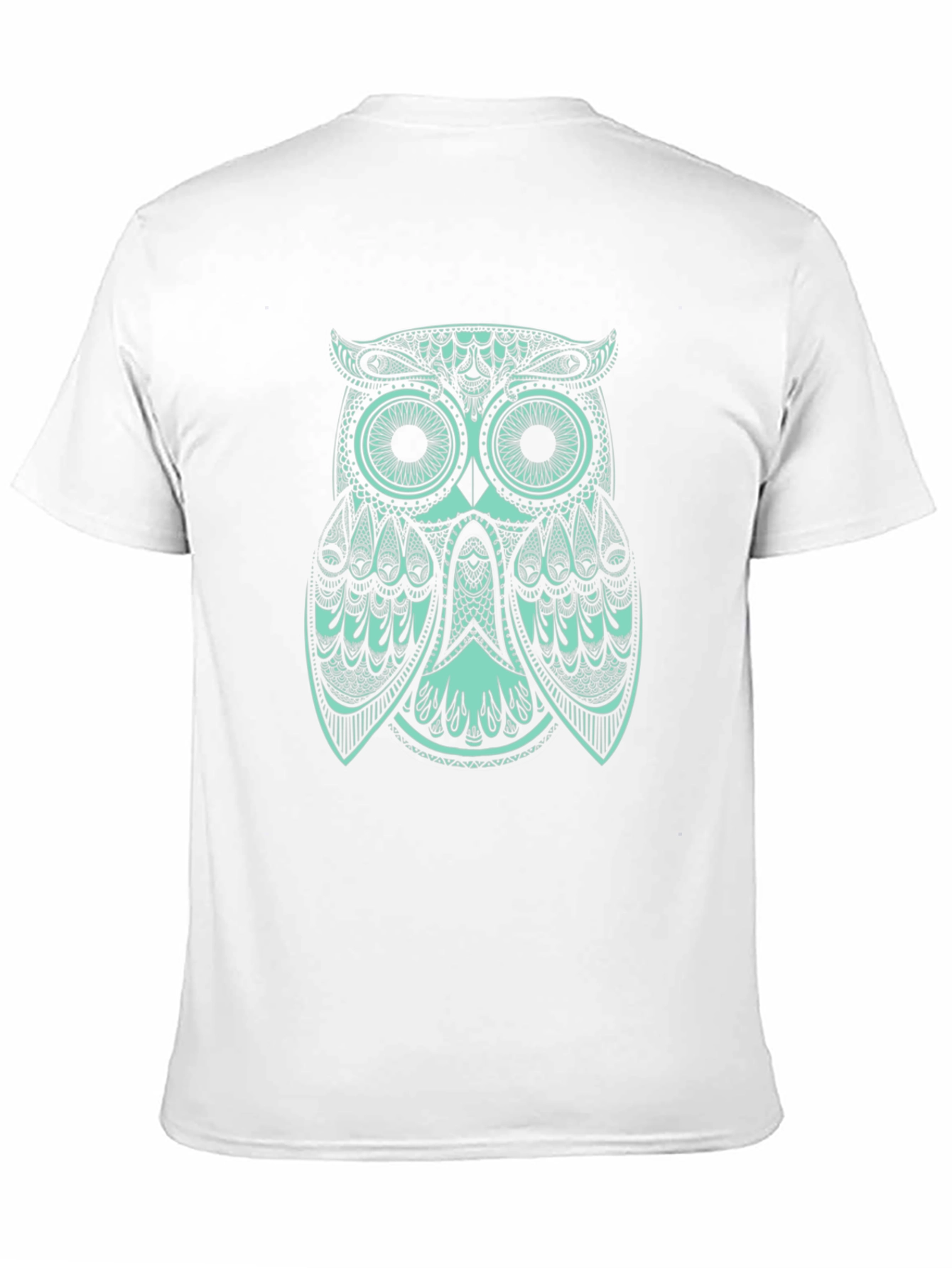 Black Geometric Owl Print Black T-Shirt view 11