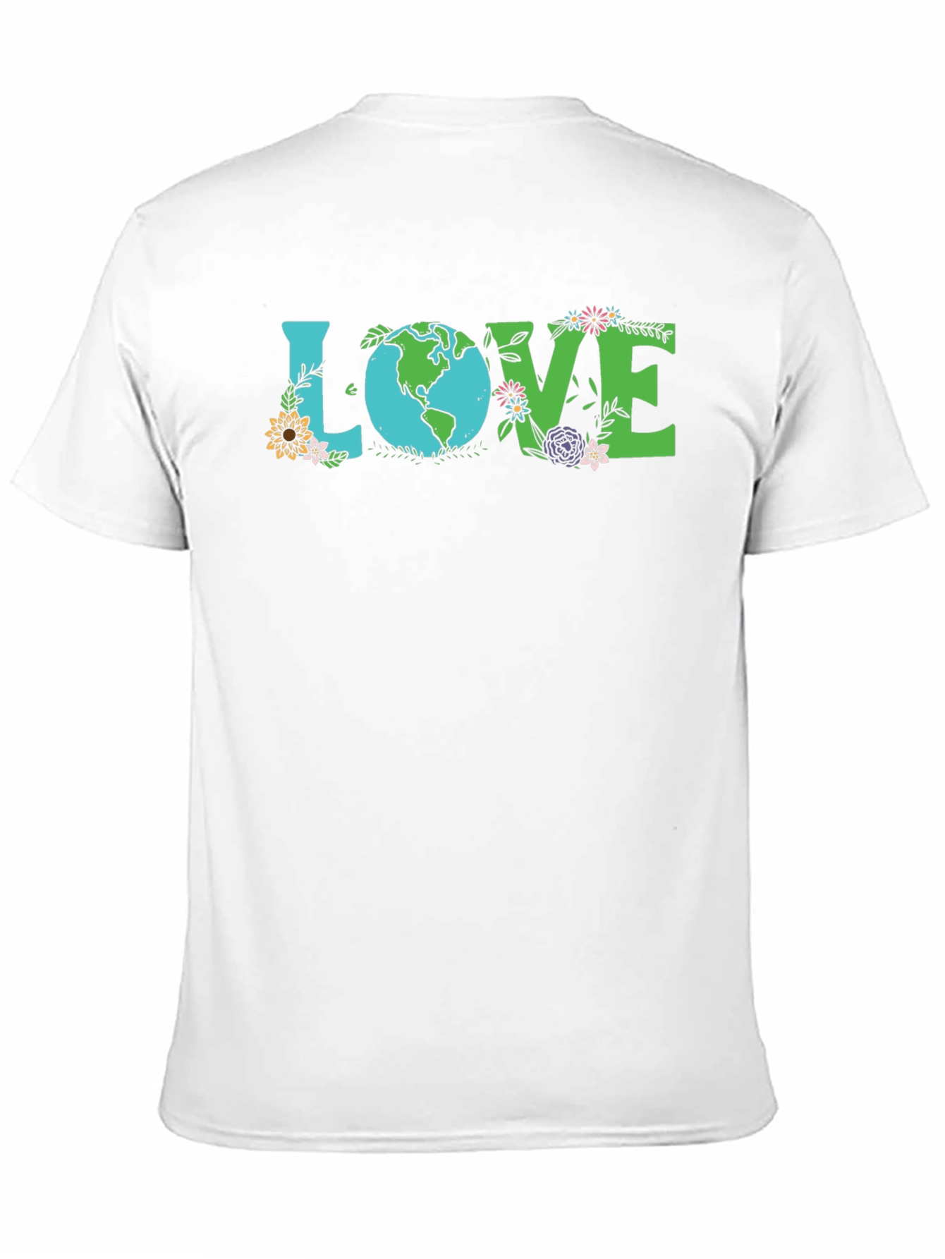 Black Love Earth T-Shirt - Floral Design view 11
