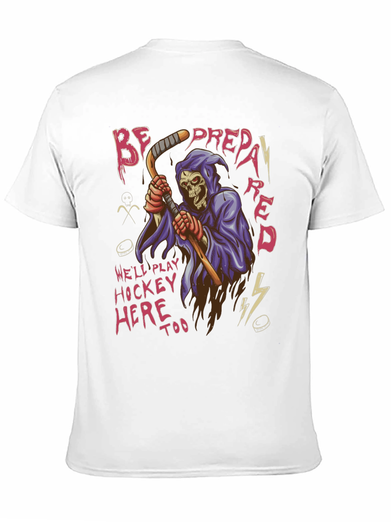Black Hockey Grim Reaper Graphic T-Shirt view 11