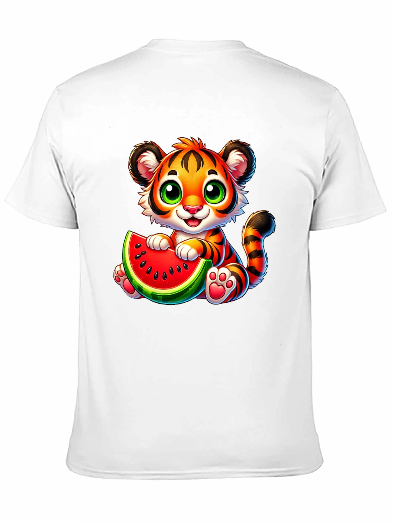 Black Cute Tiger Watermelon Graphic Tee - Fun Summer Style view 11