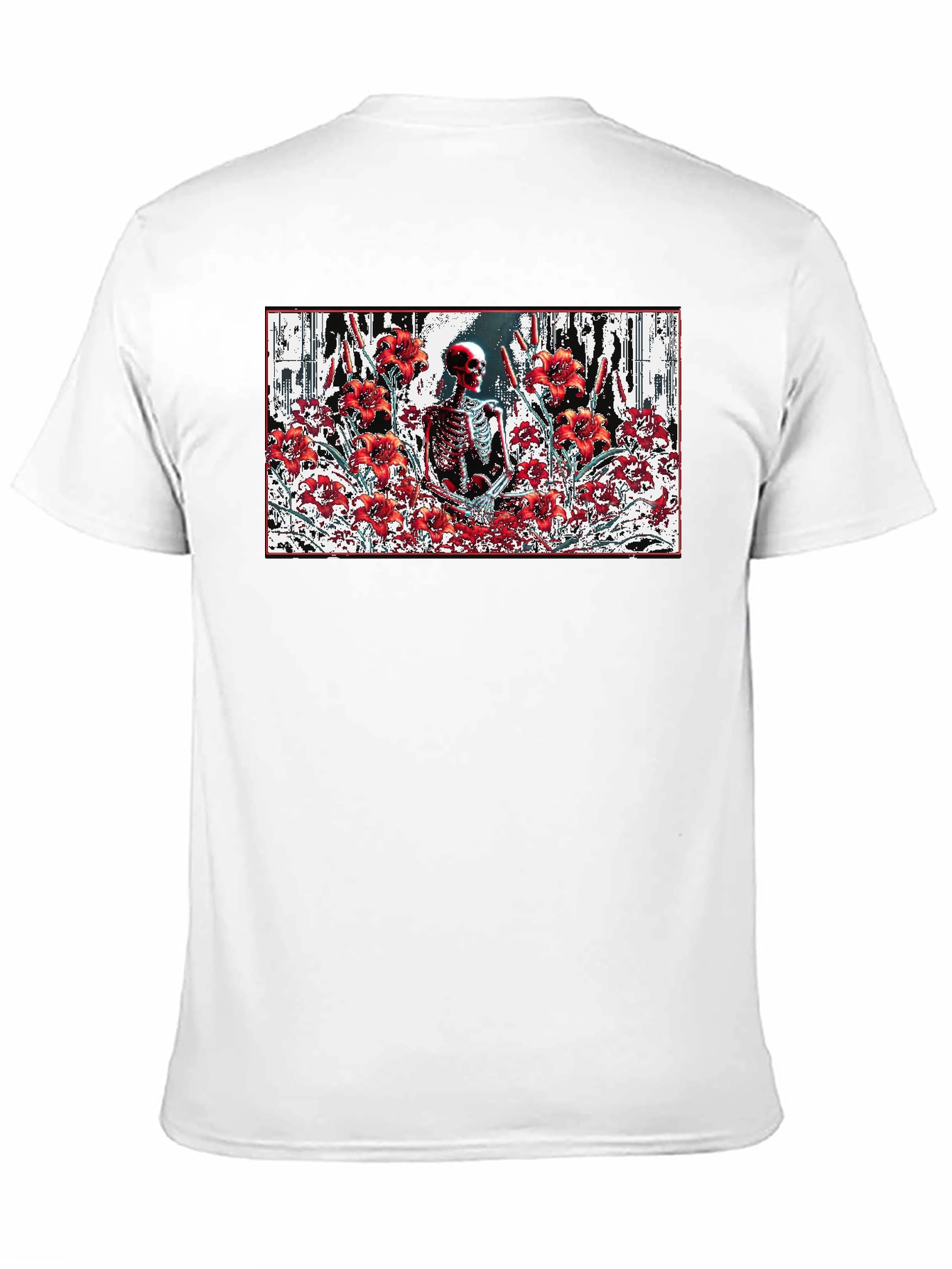 Black Skeleton in Floral T-Shirt - Gothic Style view 11
