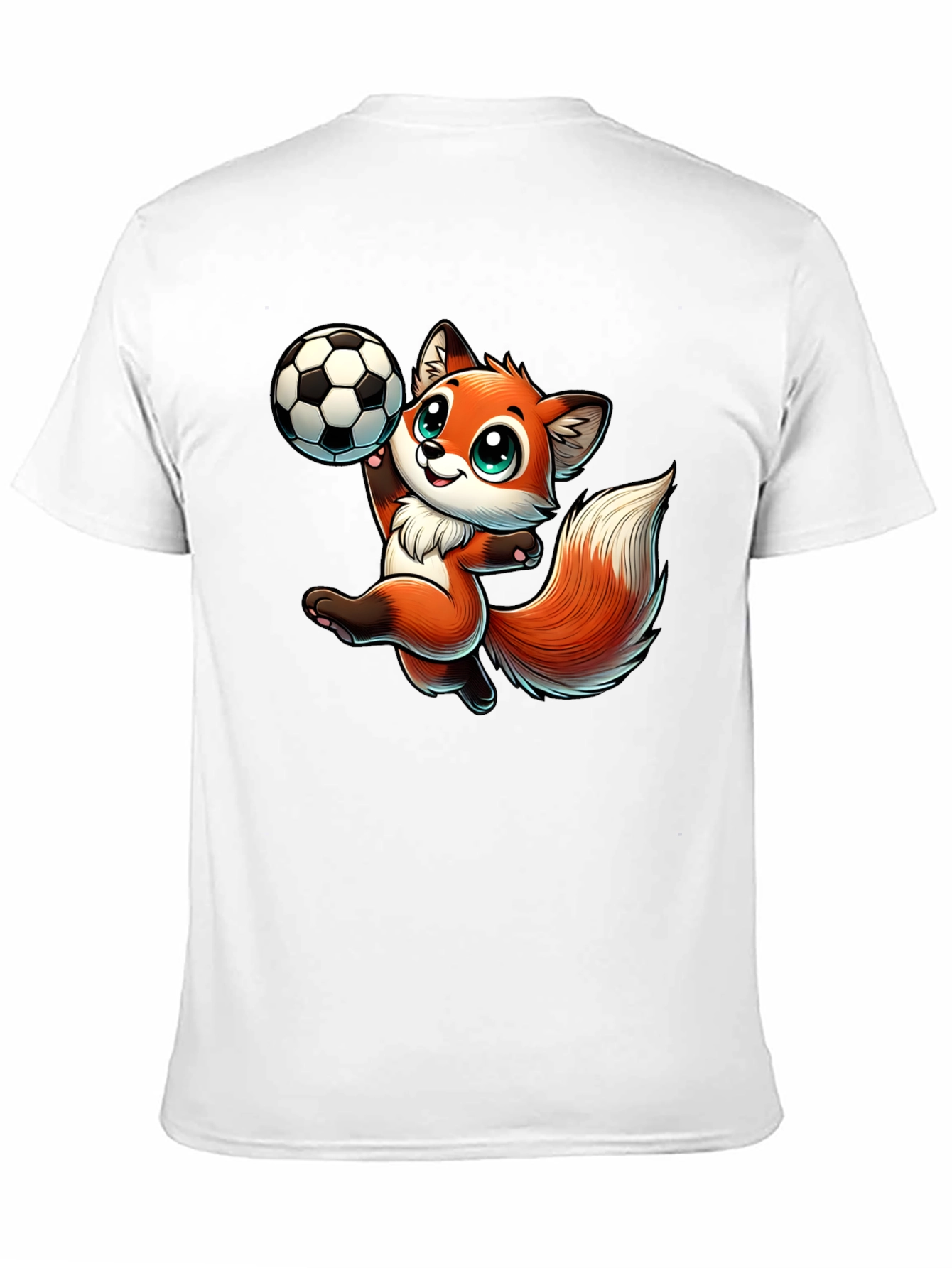 Black Cartoon Fox Soccer T-Shirt view 11