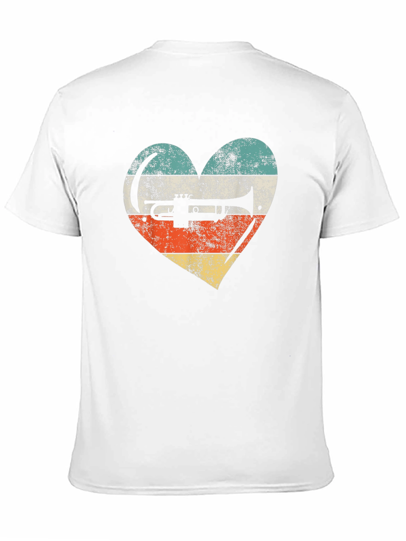 Black Retro Trumpet Heart T-Shirt - Vintage Style Musician Tee view 11