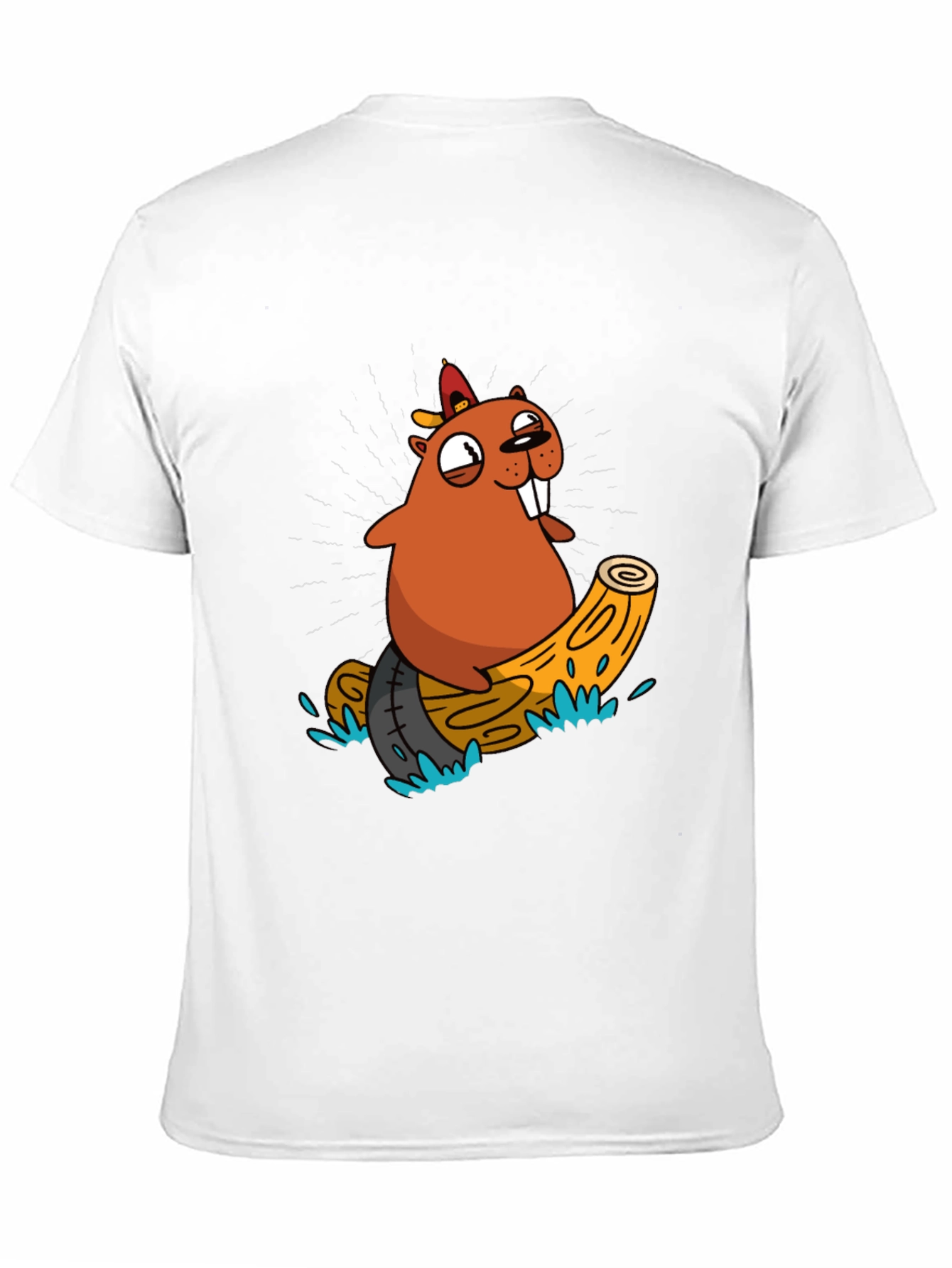 Black Cartoon Beaver T-Shirt view 11