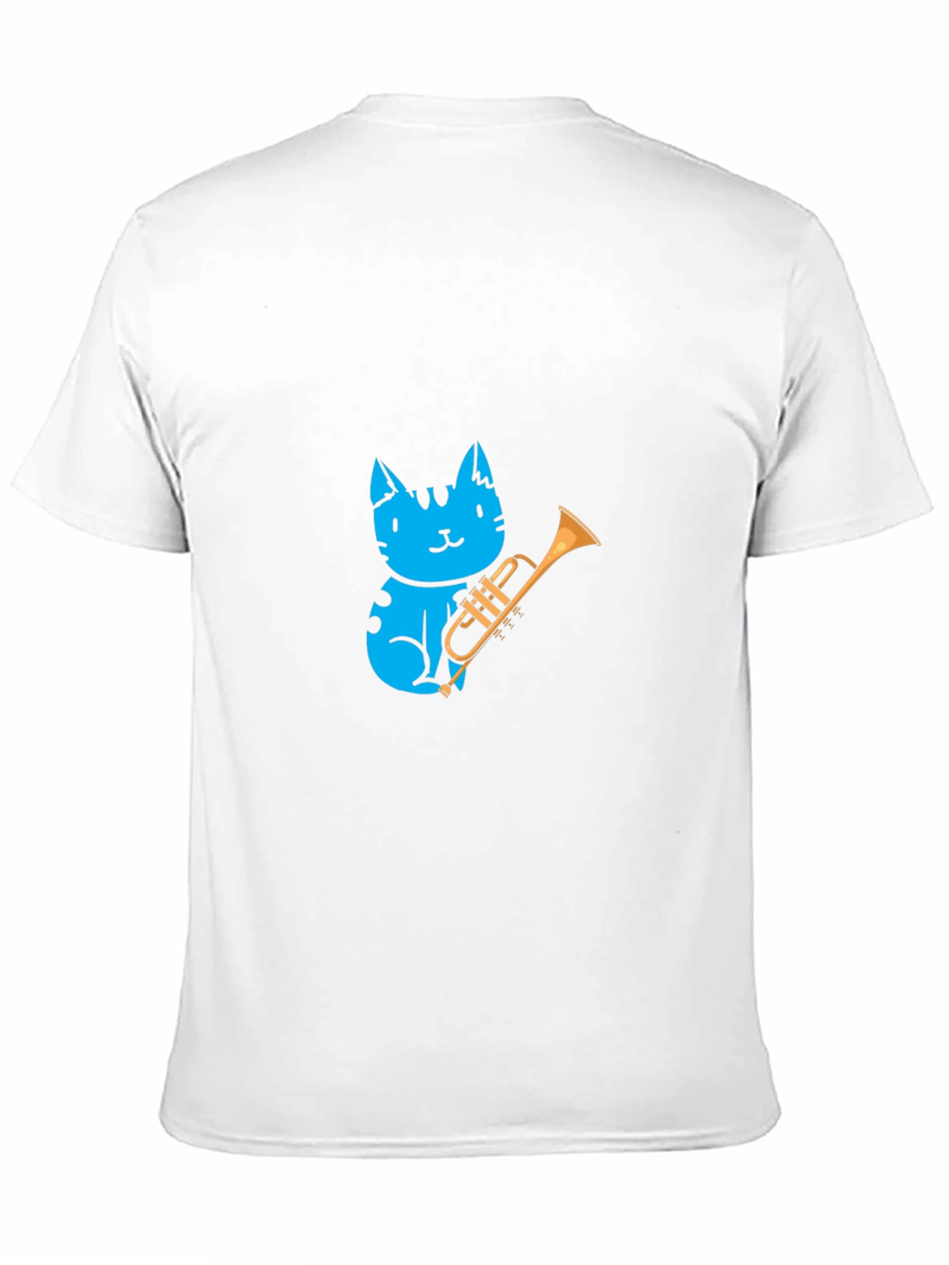 Black Blue Cat Trumpet Player Graphic Tee view 11