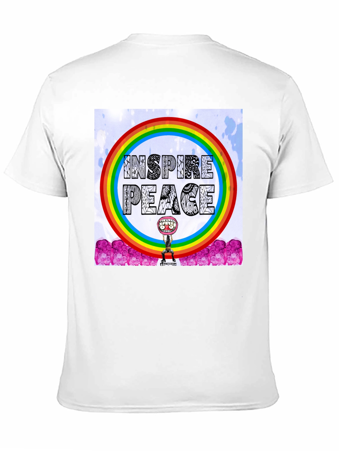 Black Inspire Peace Graphic Tee - Rainbow Design view 11