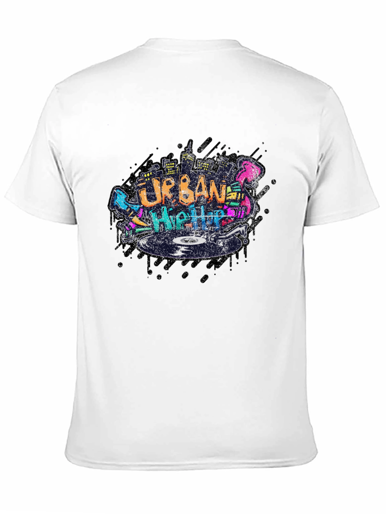 Black Urban Hip Hop Graphic Black T-Shirt view 11