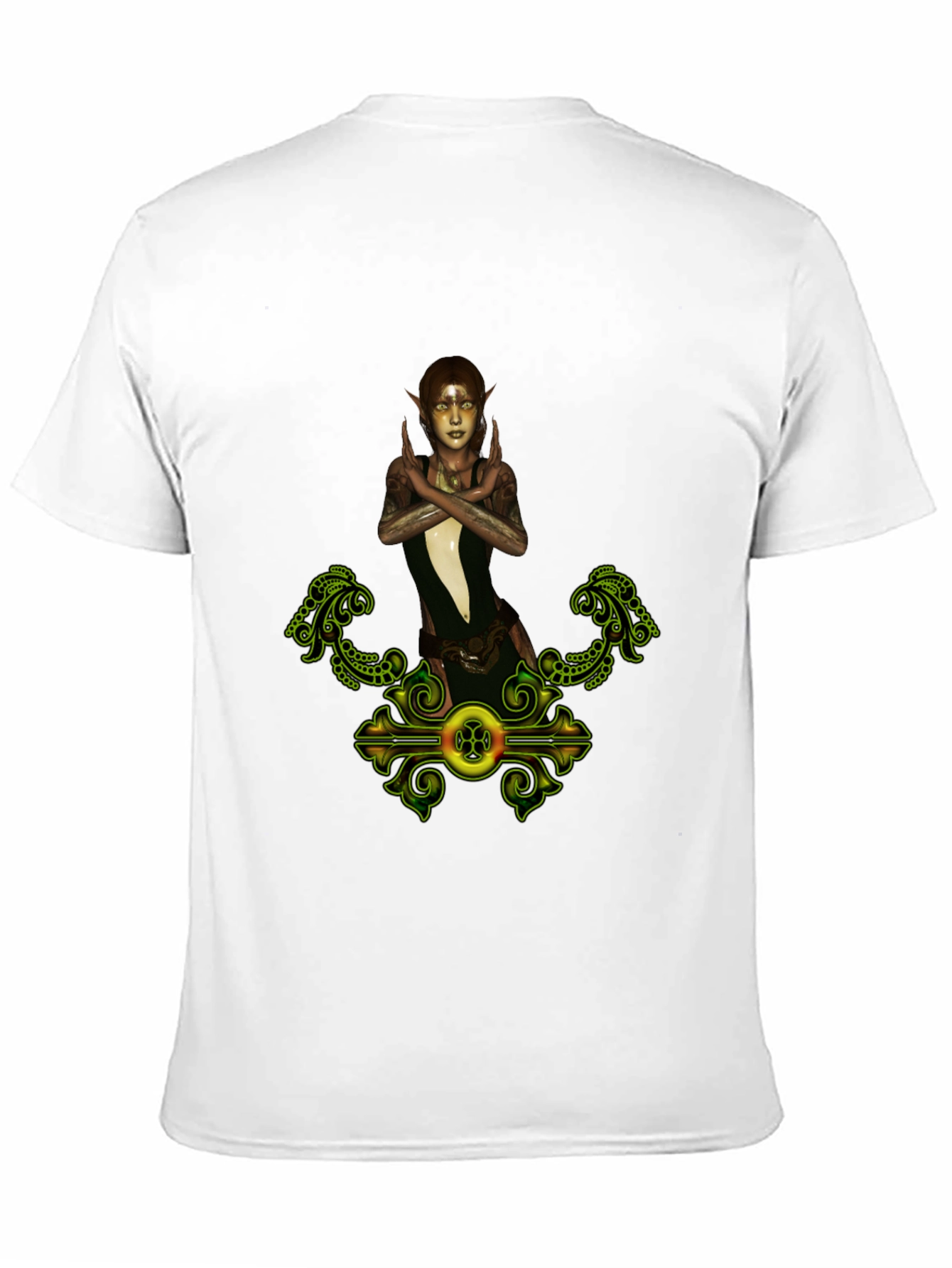 Black Elf Maiden Graphic Tee - Fantasy Print Shirt view 11