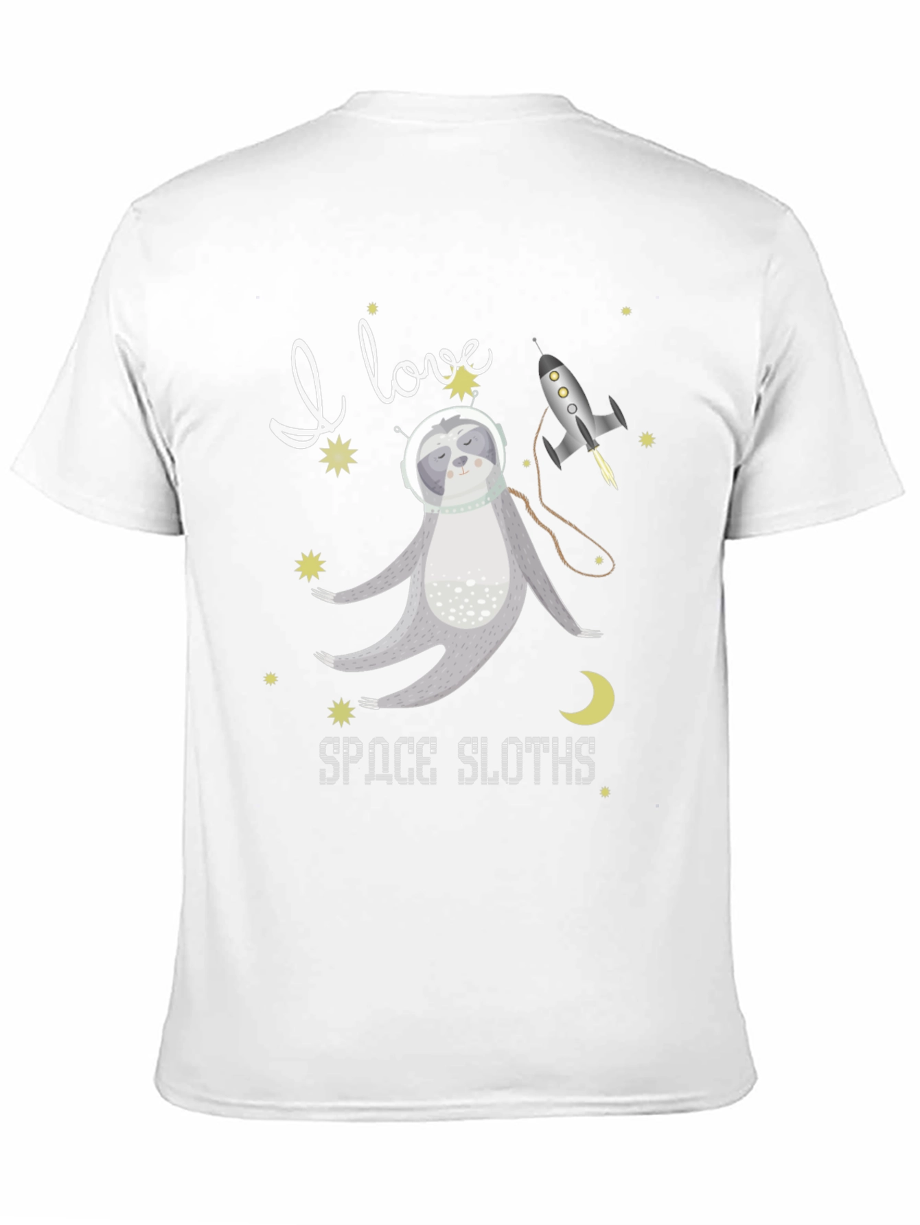 Black I Love Space Sloths Black T-Shirt view 11