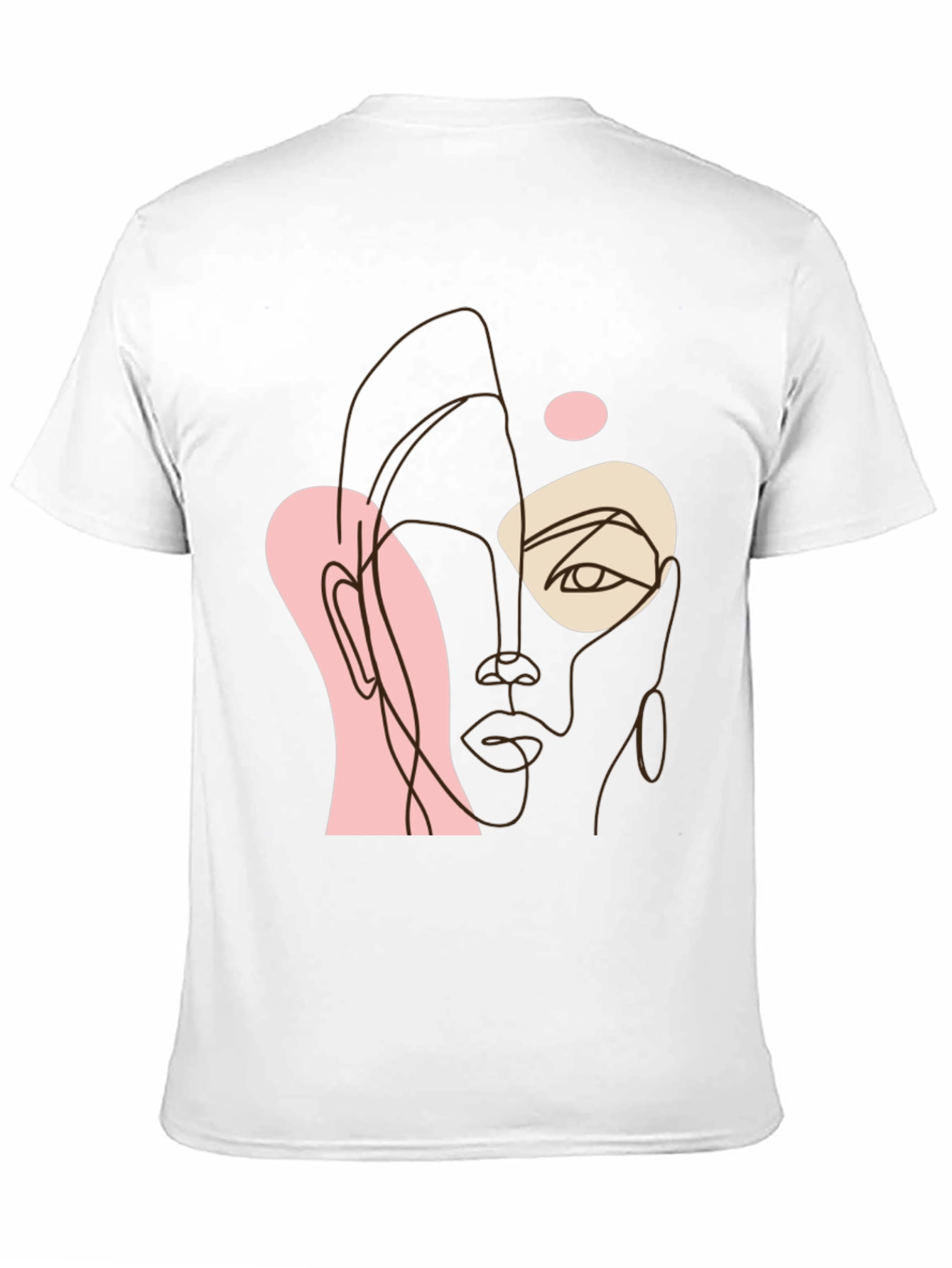Black Abstract Face Line Art Black Tee view 11