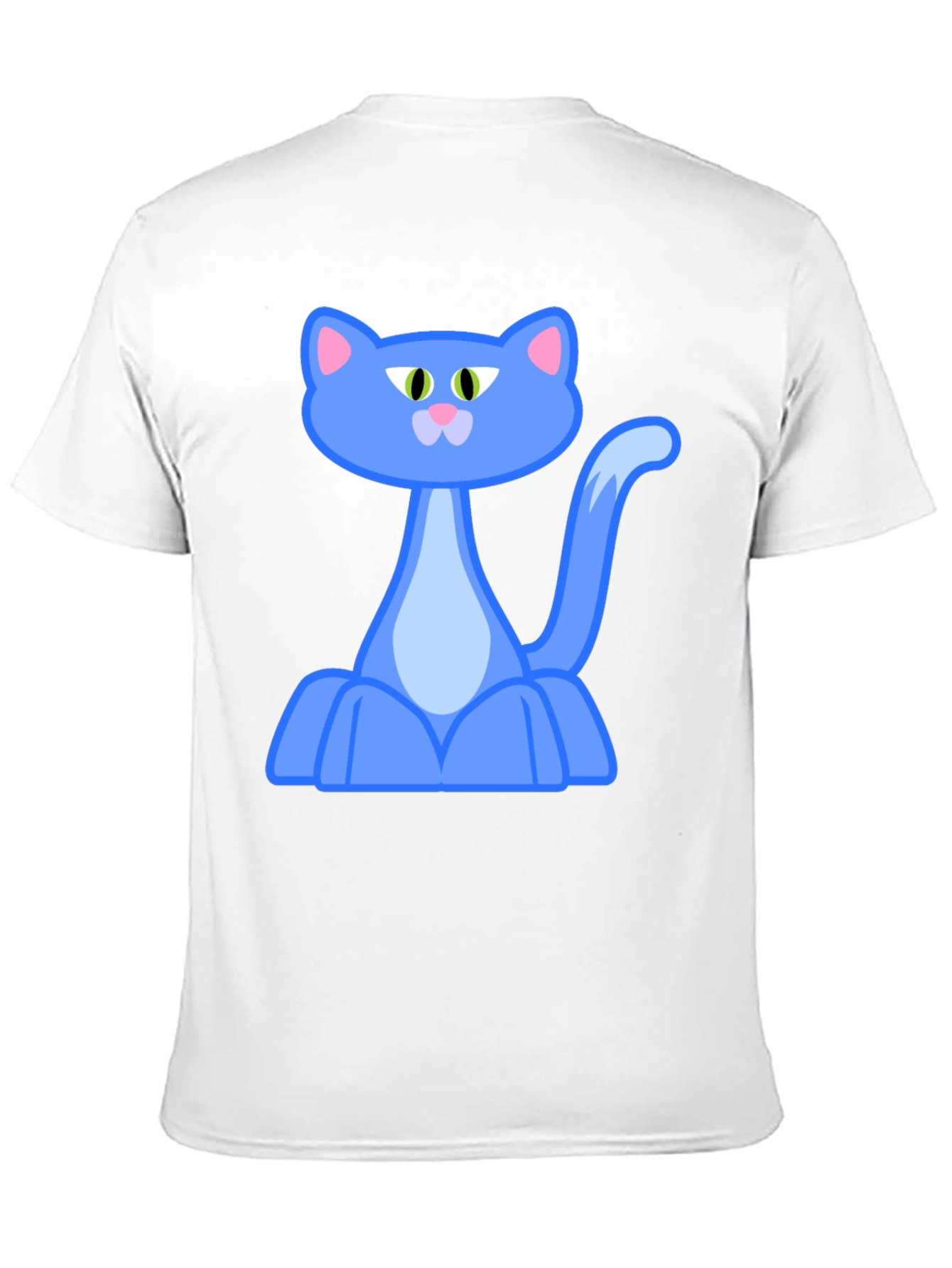 Black Blue Cartoon Cat Graphic Black T-Shirt view 11