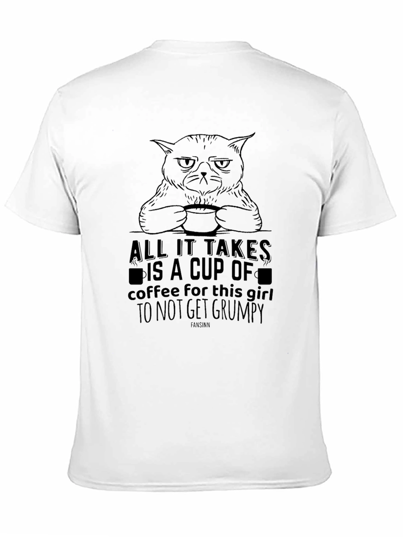 Black Grumpy Cat Coffee Lover T-Shirt view 11