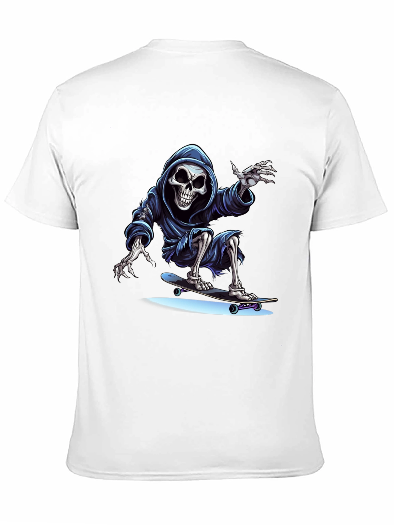 Black Skateboarding Grim Reaper Graphic Tee - Cool Skeleton Shirt view 11