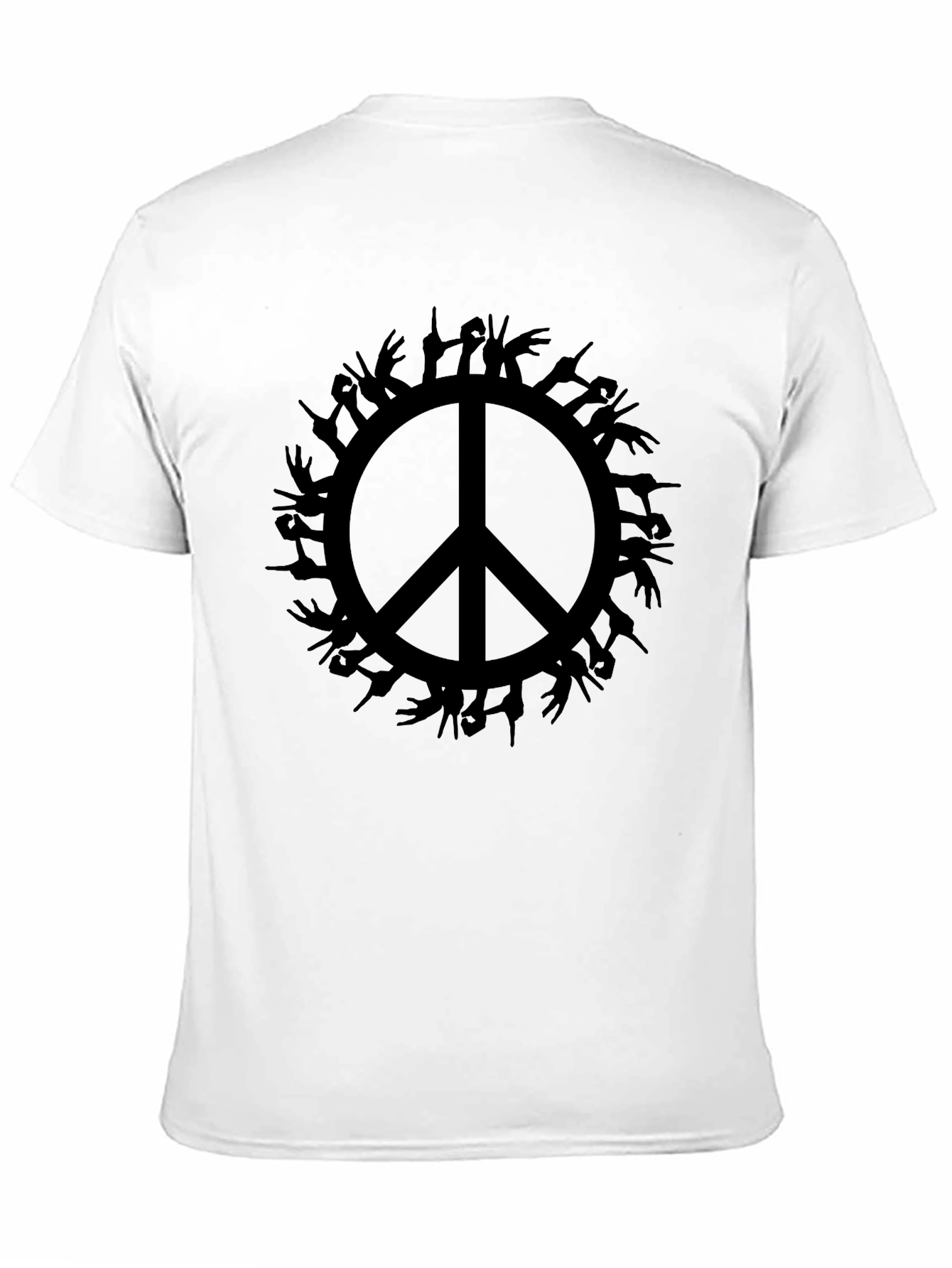 Black Peace Sign Hands Graphic T-Shirt - Black view 11