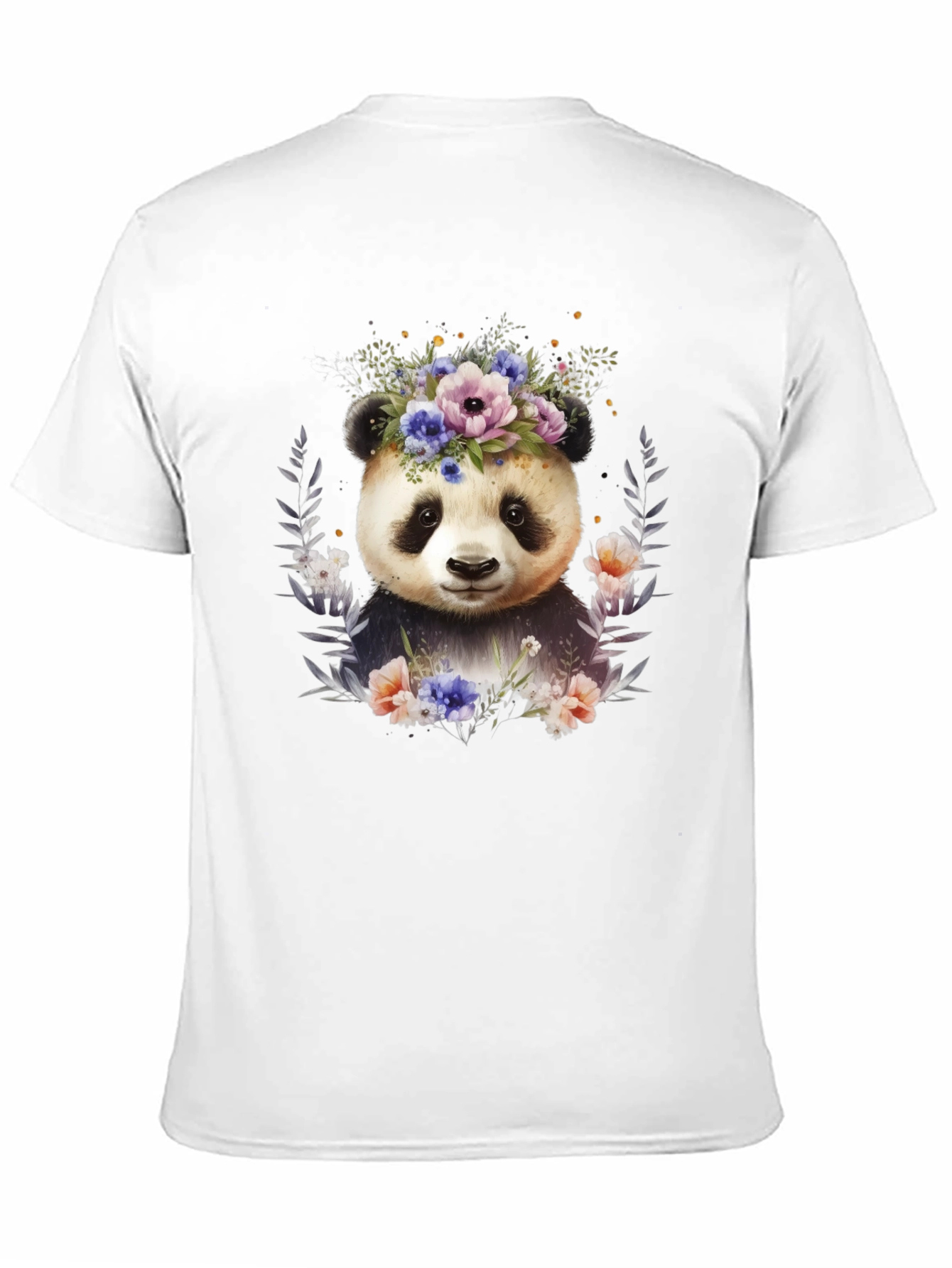 Black Panda Floral Wreath T-Shirt - Cute Animal Tee view 11