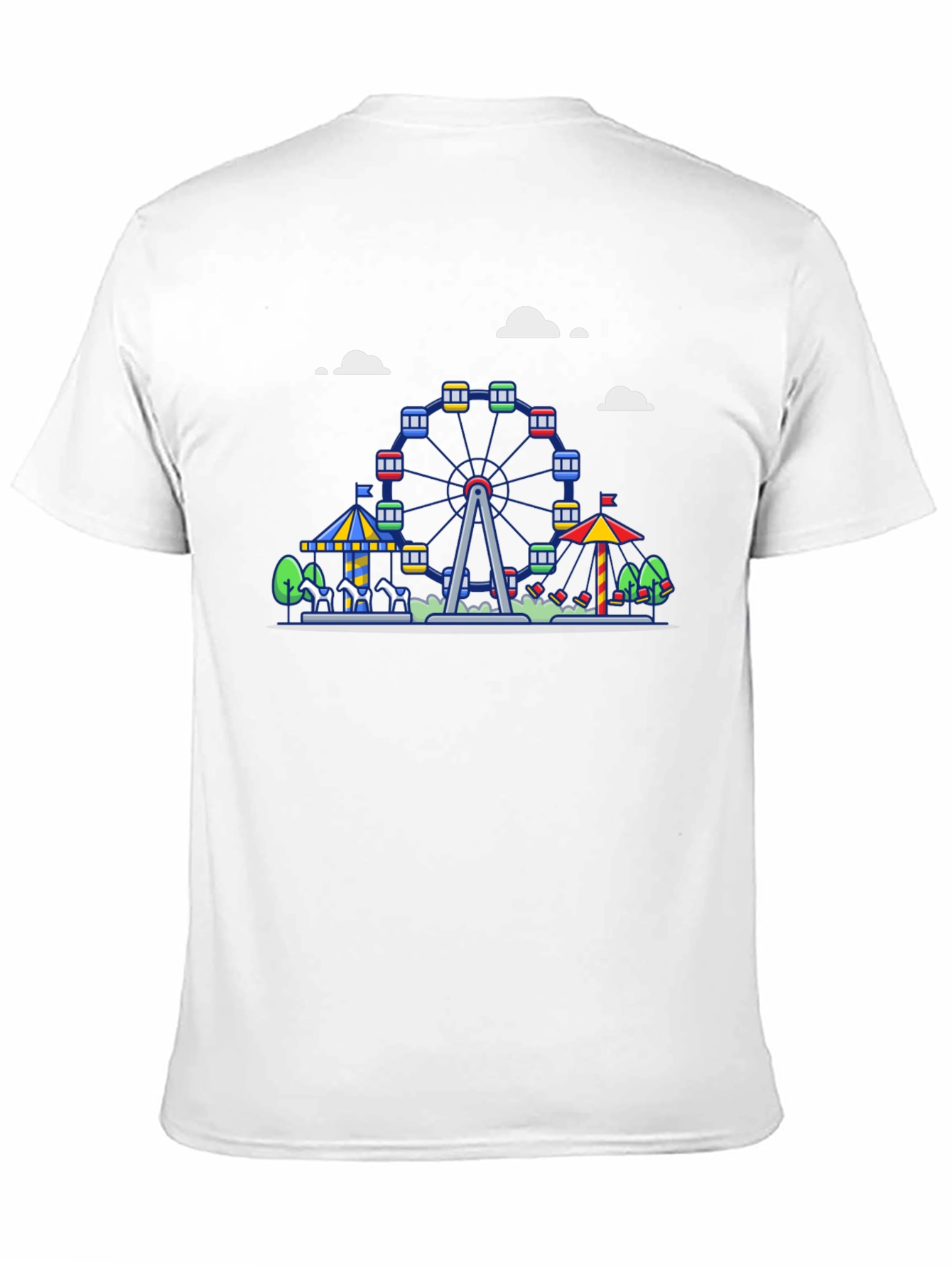Black Carnival Ferris Wheel Graphic Tee - Black Cotton Shirt view 11