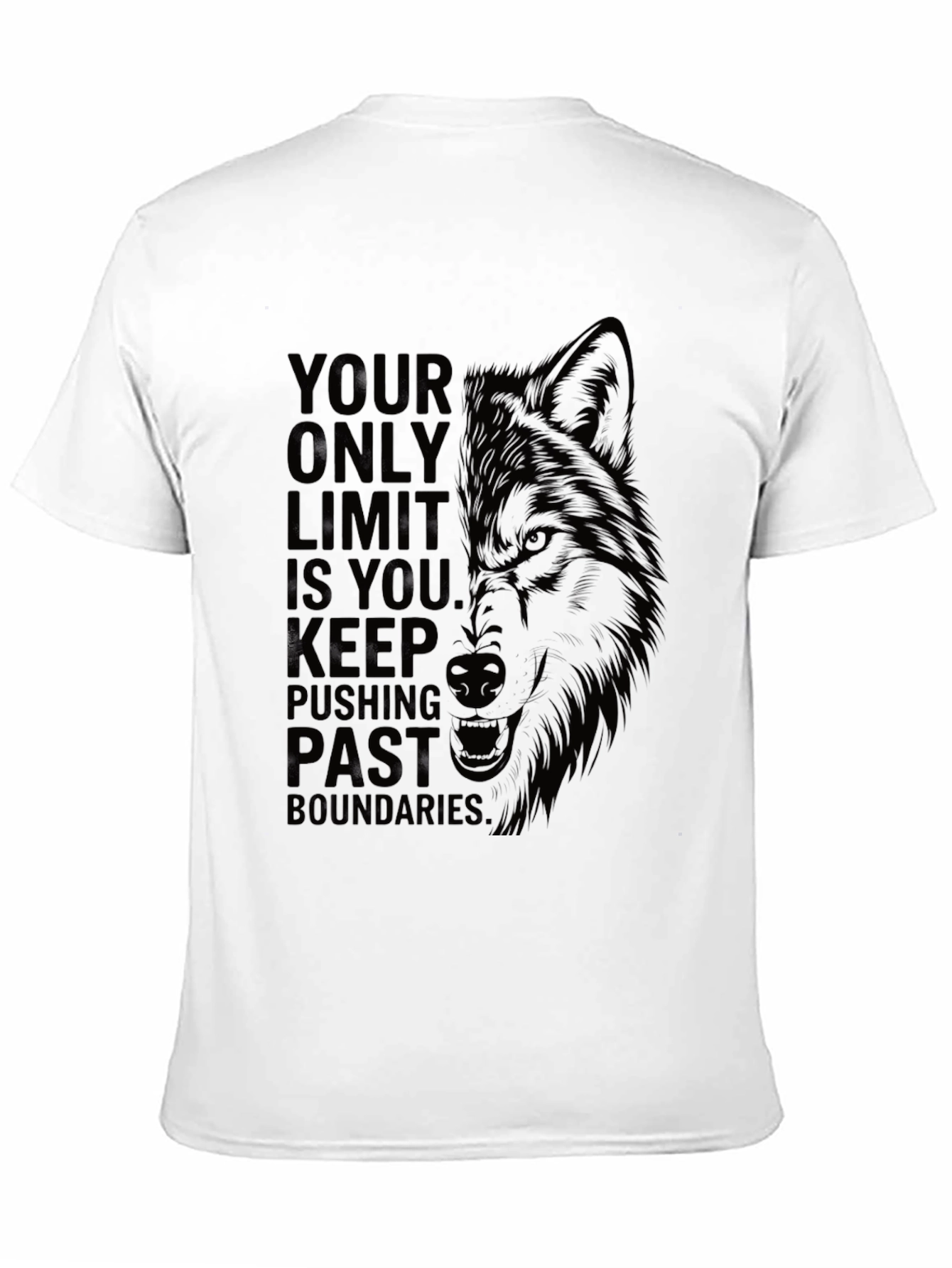 Black Motivational Wolf Graphic T-Shirt view 11