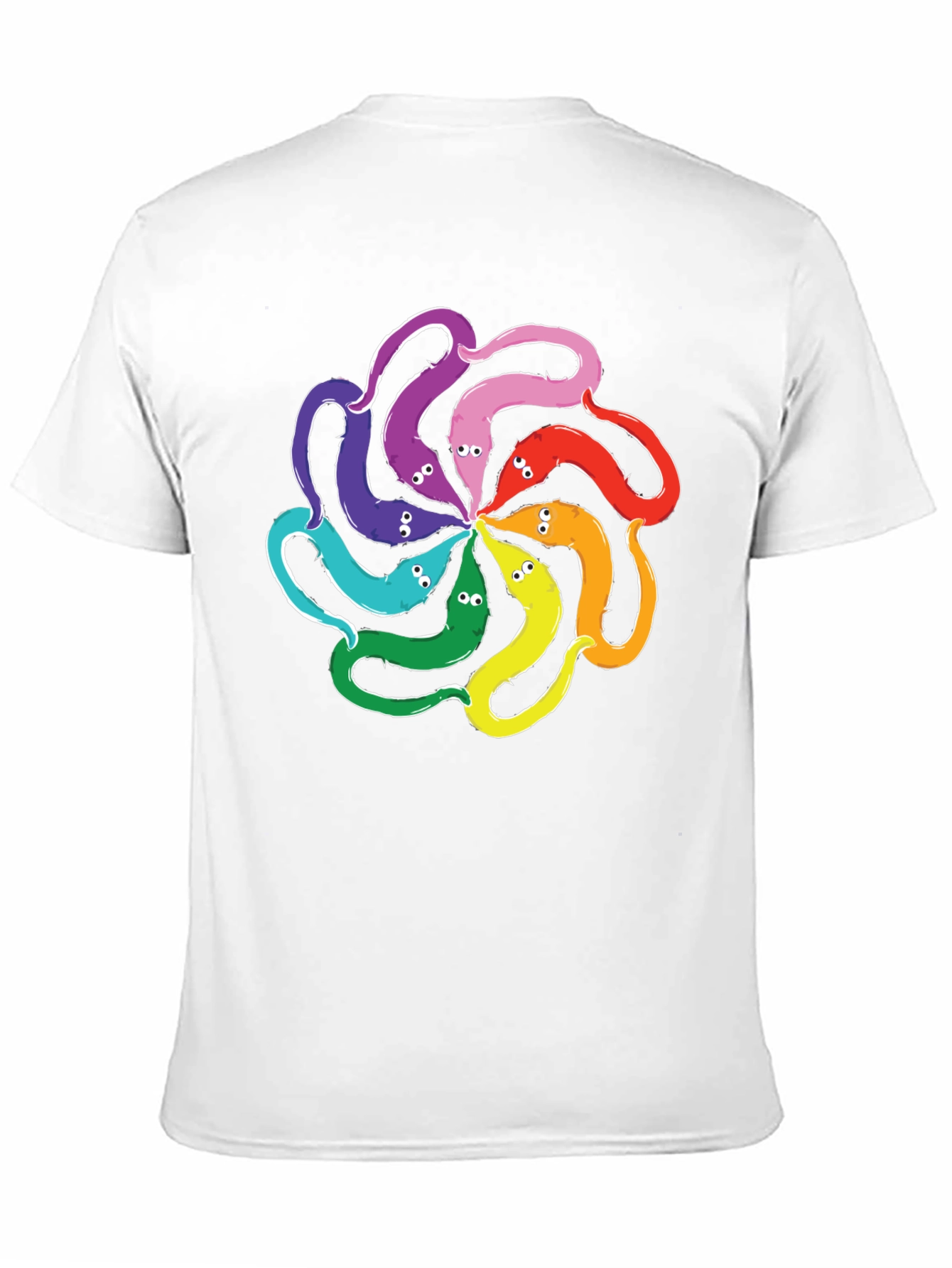 Black Colorful Worms On A String T-Shirt view 11