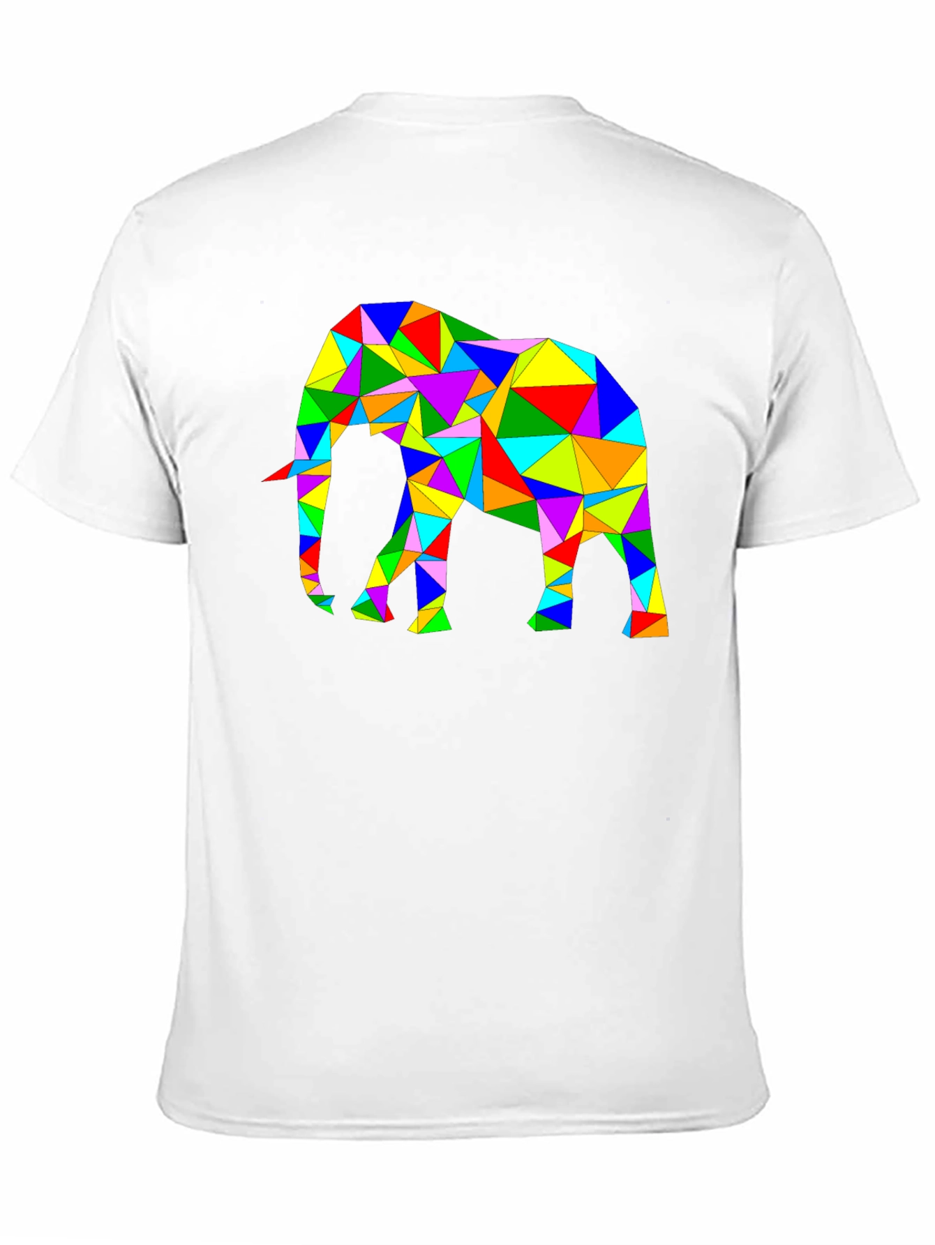 Black Geometric Elephant Tee - Colorful Animal Art Shirt view 11