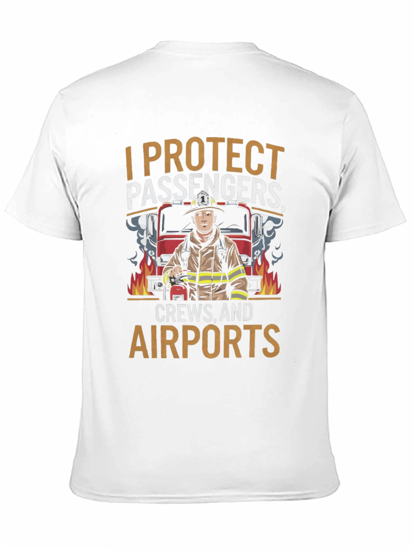 Black Firefighter Airport Crew Protection Graphic T-Shirt view 11
