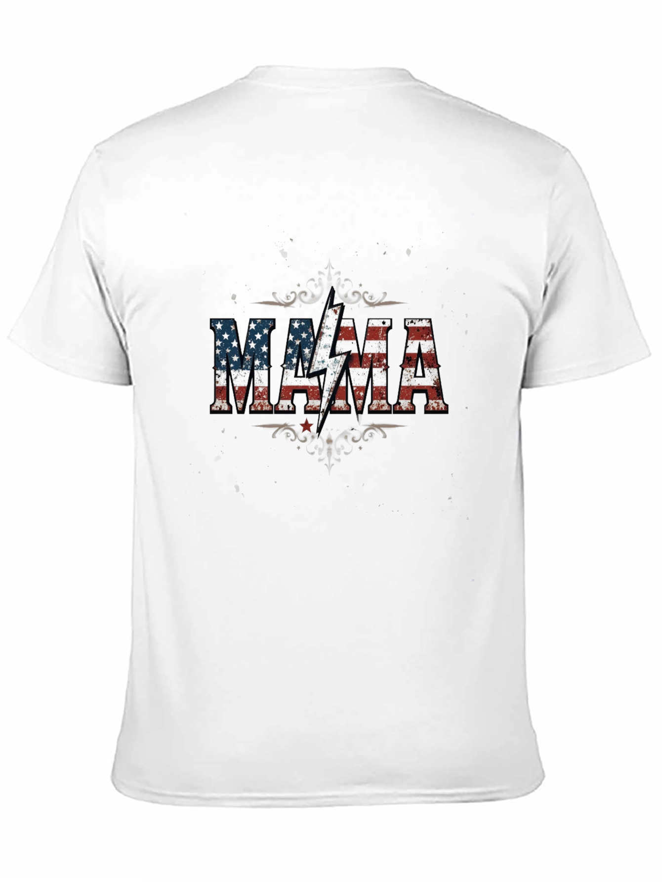 Black MAMA American Flag Lightning Bolt Graphic T-Shirt view 11