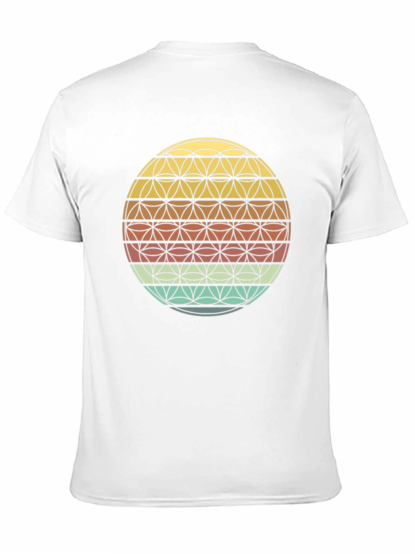 Black Geometric Flower of Life Retro T-Shirt view 11