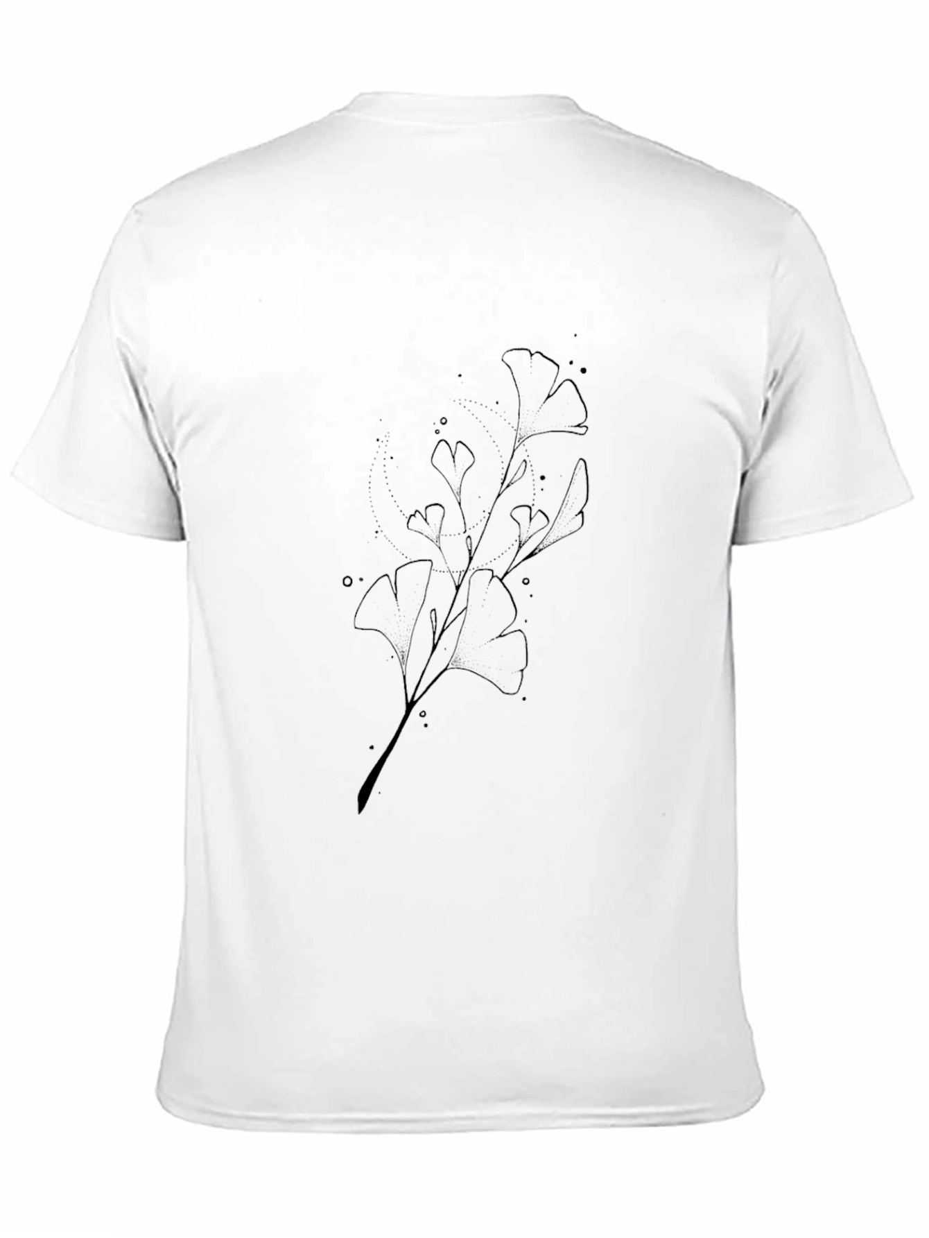 Black Ginkgo Leaf Print Black T-Shirt view 11