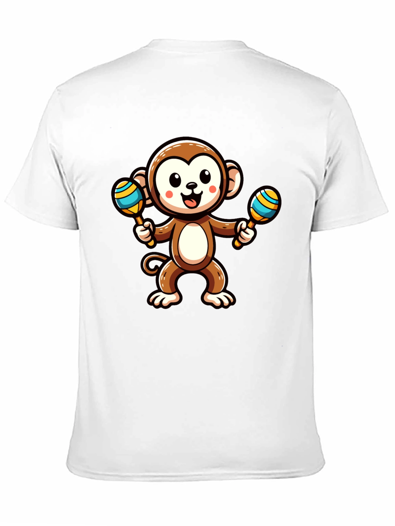 Black Cartoon Monkey with Maracas Graphic Tee view 11