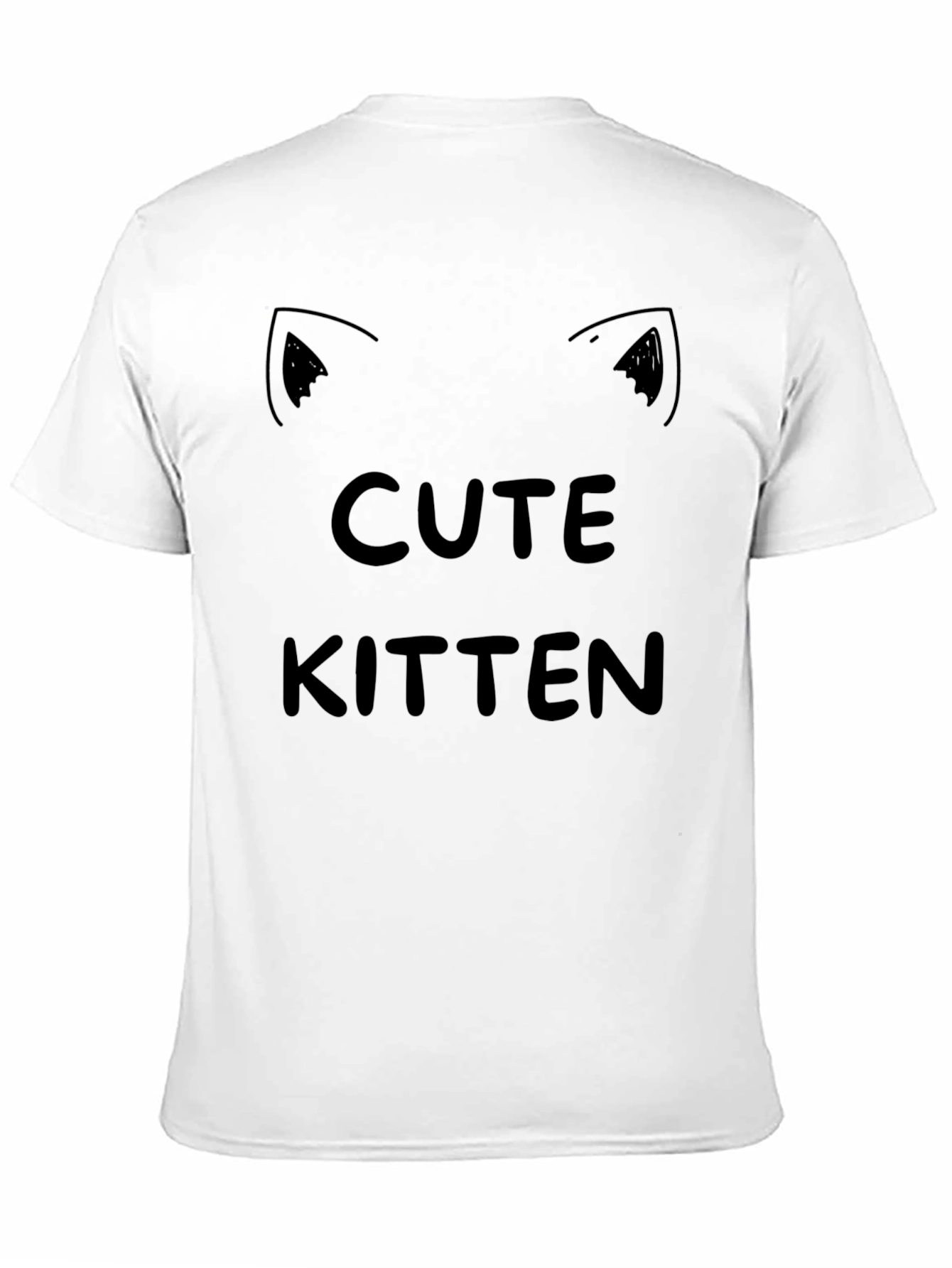 Black Cute Kitten Graphic Tee - Black Cotton T-Shirt view 11