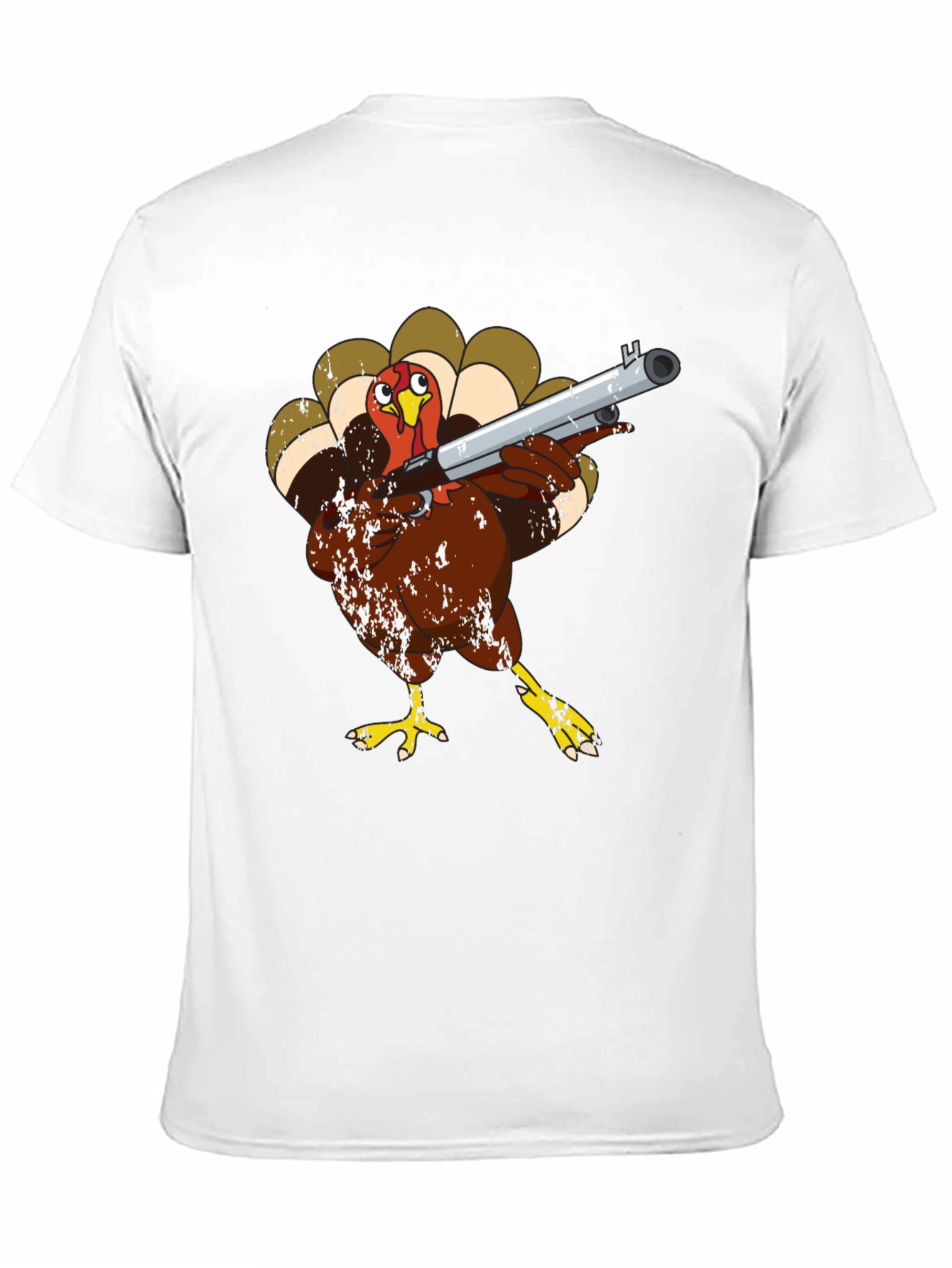 Black Turkey with Shotgun Black T-Shirt - Funny Thanksgiving Tee view 11